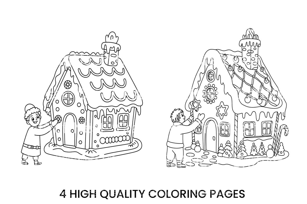 Gingerbread House Christmas Coloring Books