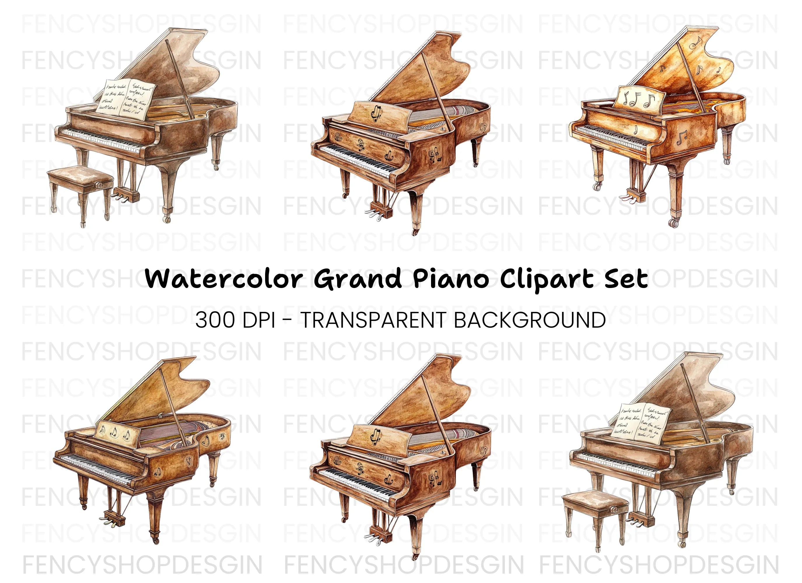 Grand Piano Clipart Bundle