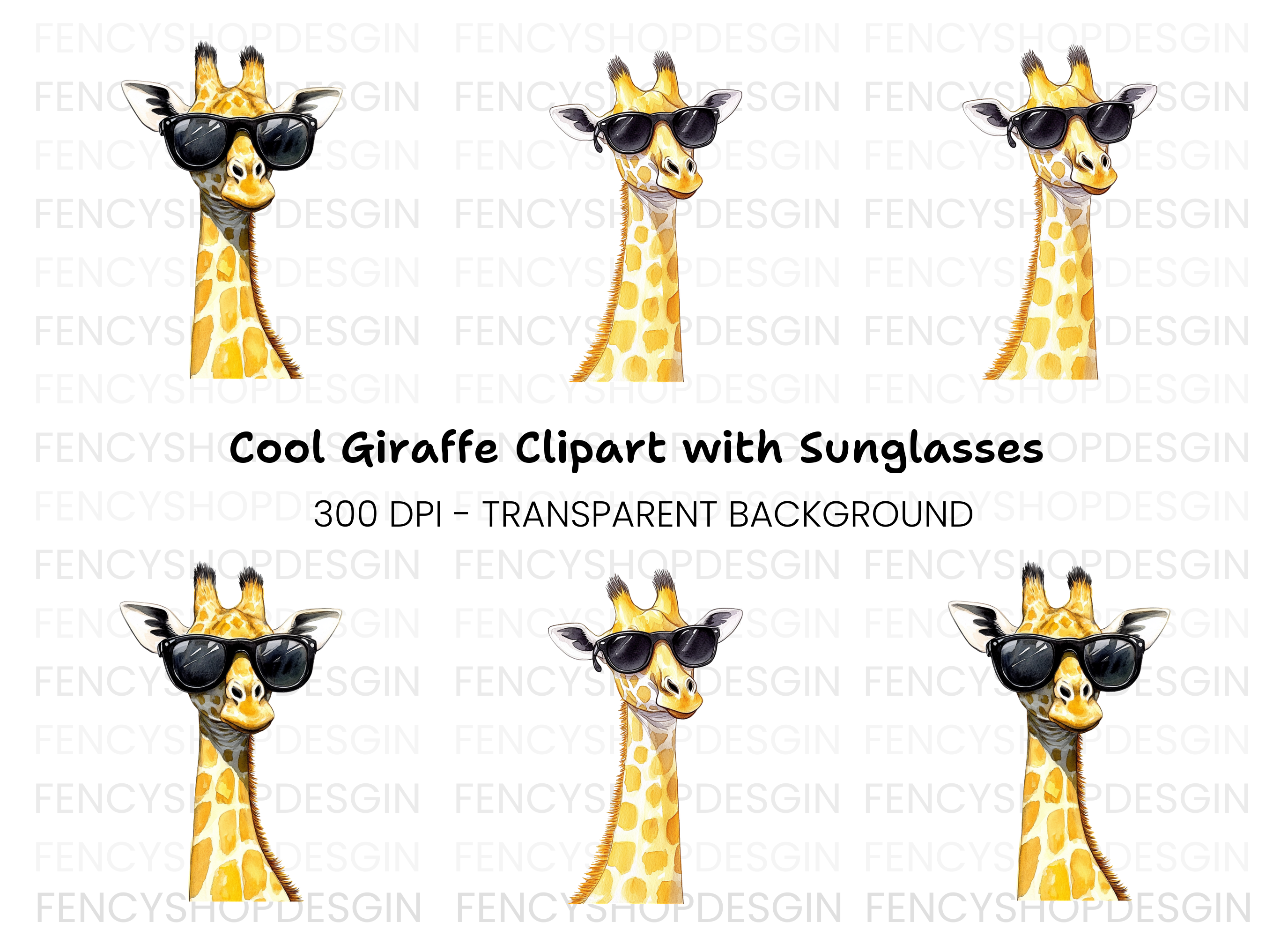 Cool Giraffe With Sunglasses Clipart Bundle