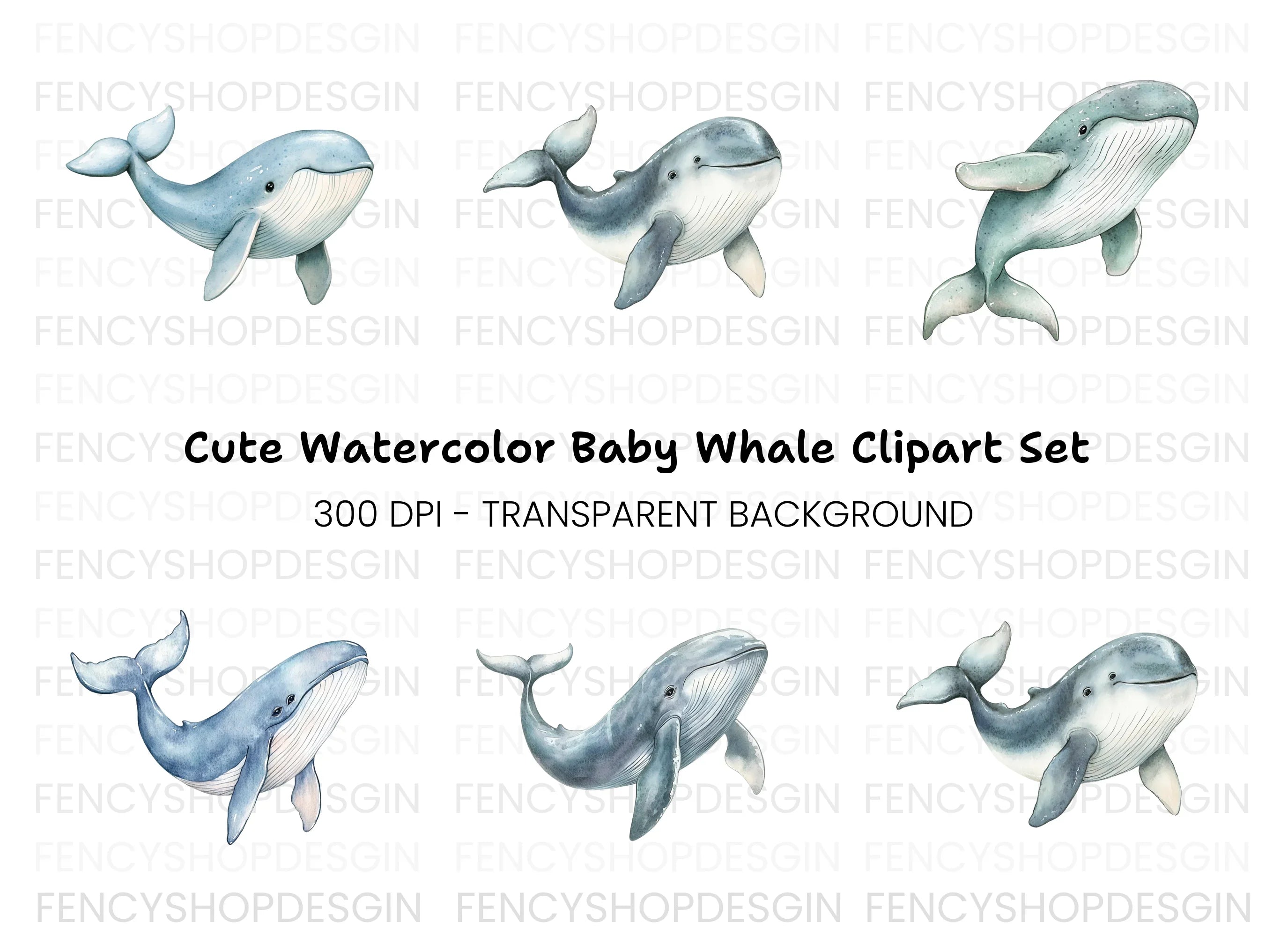 Cute Whale Clipart Bundle