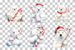Cozy Christmas Bear with Candy Cane Clipart Bundle - CraftNest - Digital Crafting and Art