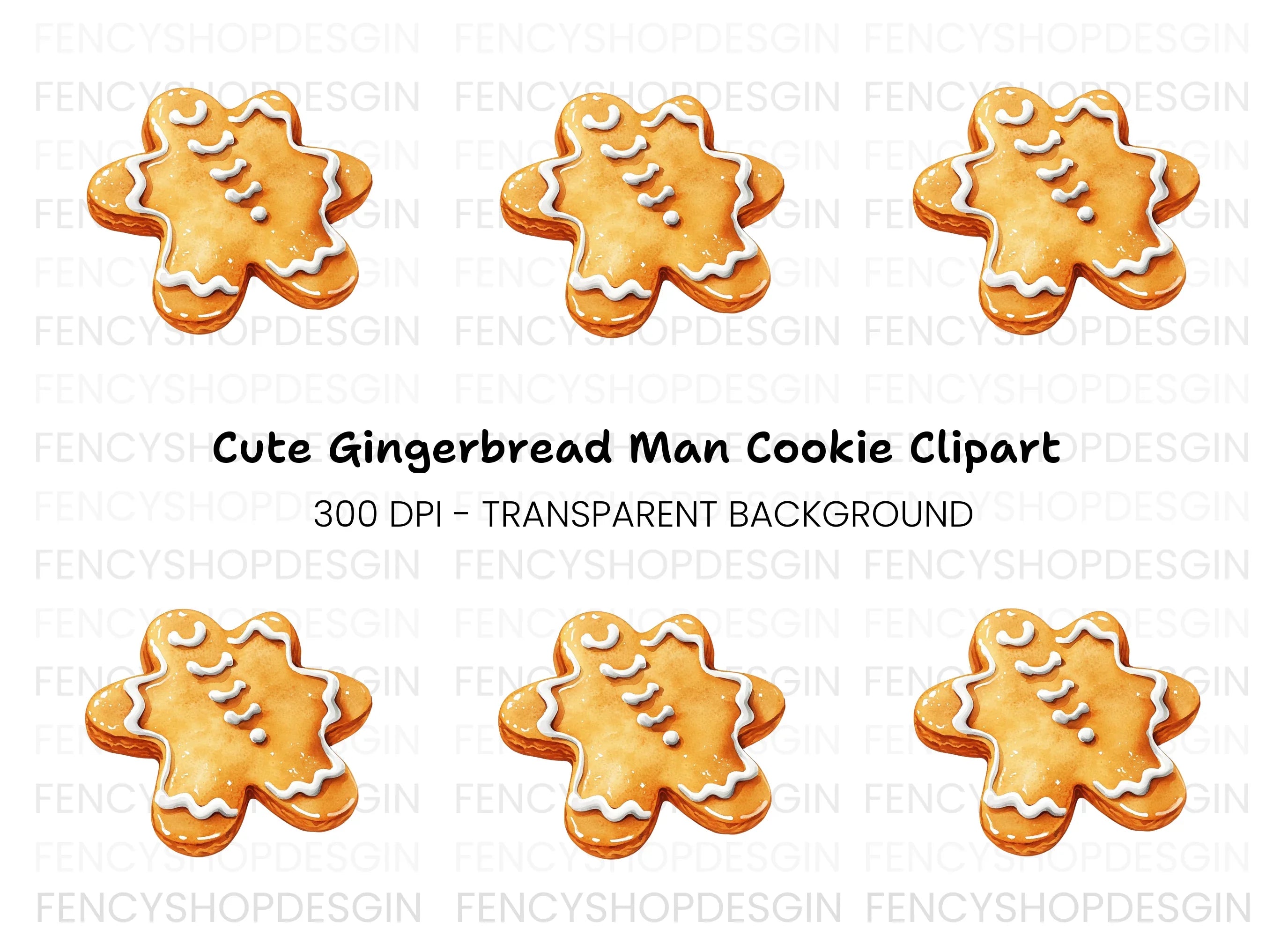 Cute Gingerbread Star Cookie Clipart Bundle