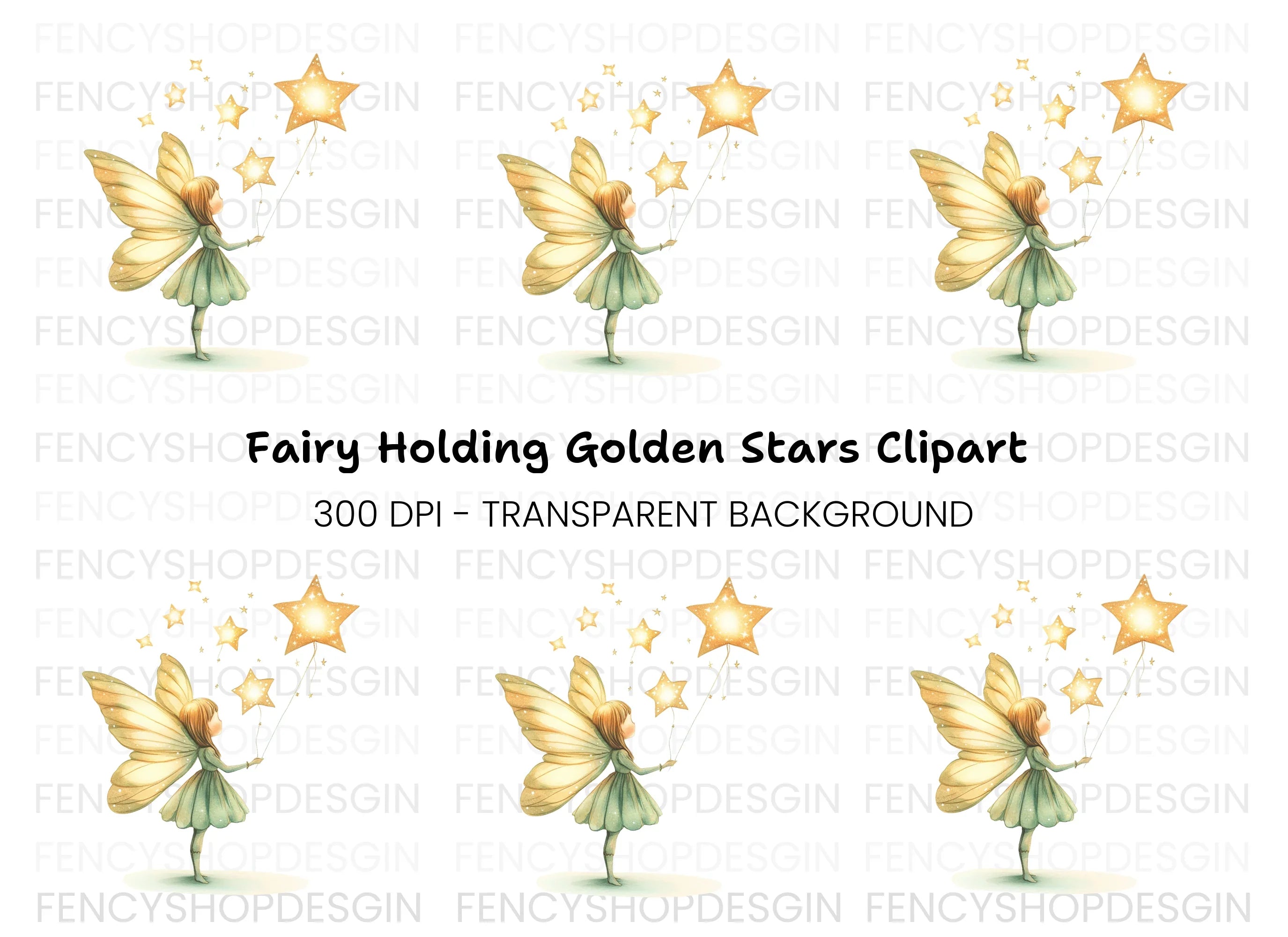 Fairy Holding Star Wand Clipart Bundle