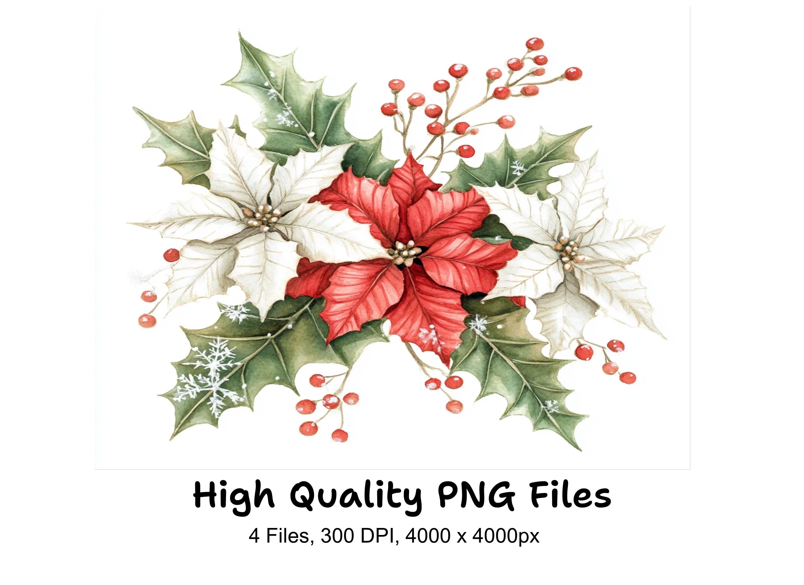 Christmas Floral Clipart Bundle