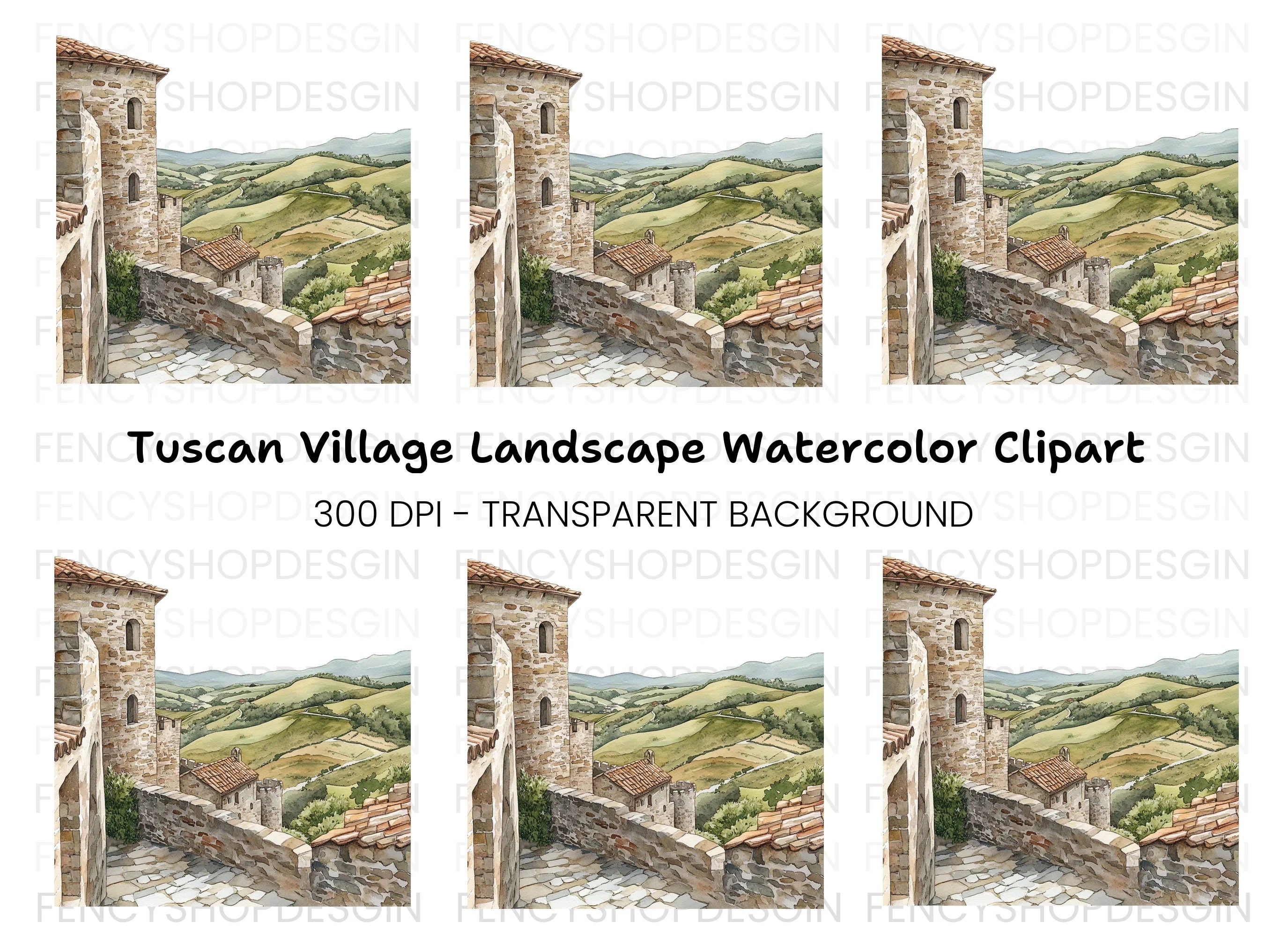 Tuscan Village Clipart Bundle