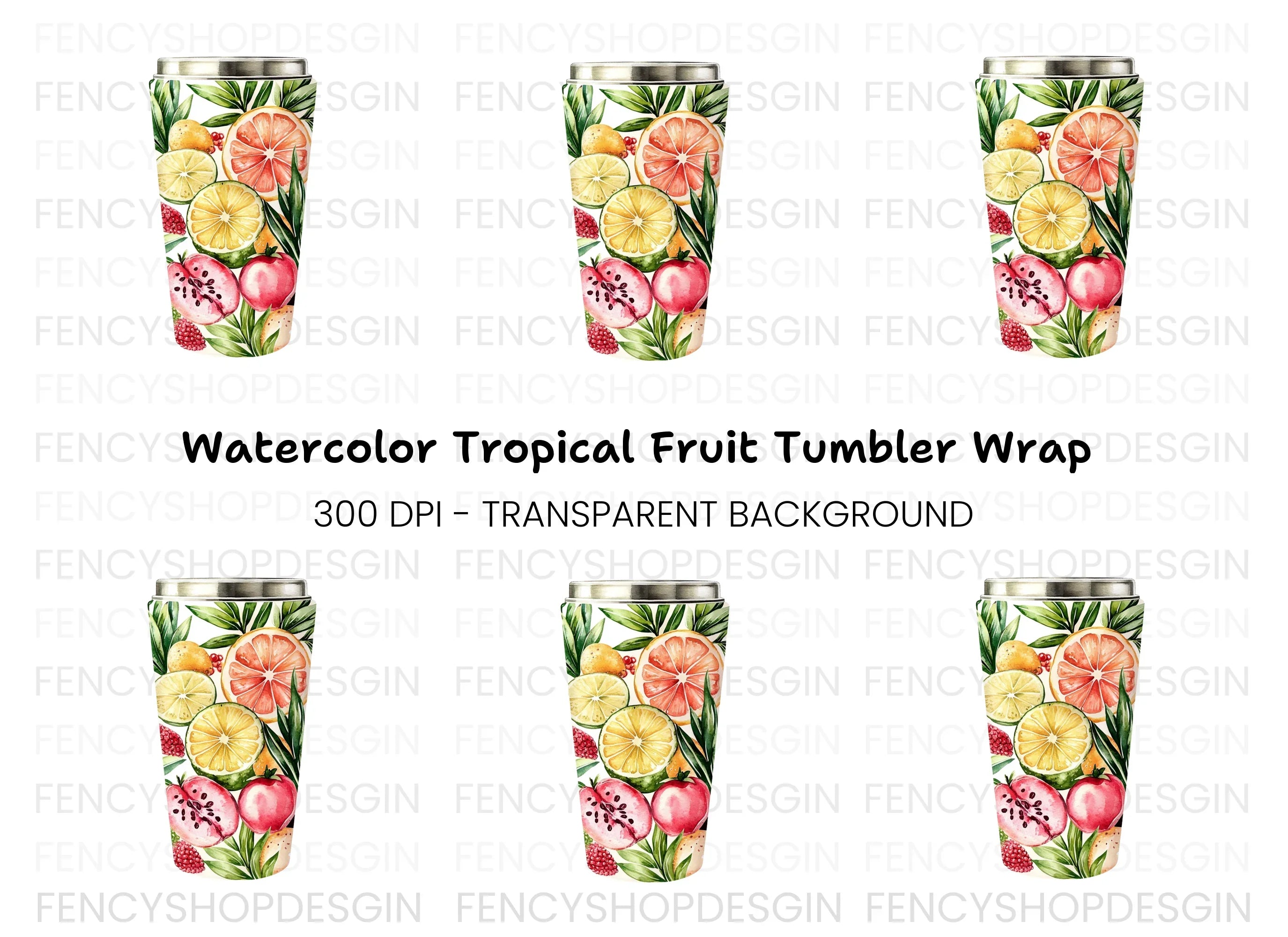 Tropical Fruit Tumbler Clipart Bundle