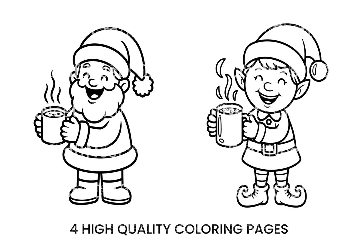 Santa and Elf Hot Drink Coloring Books
