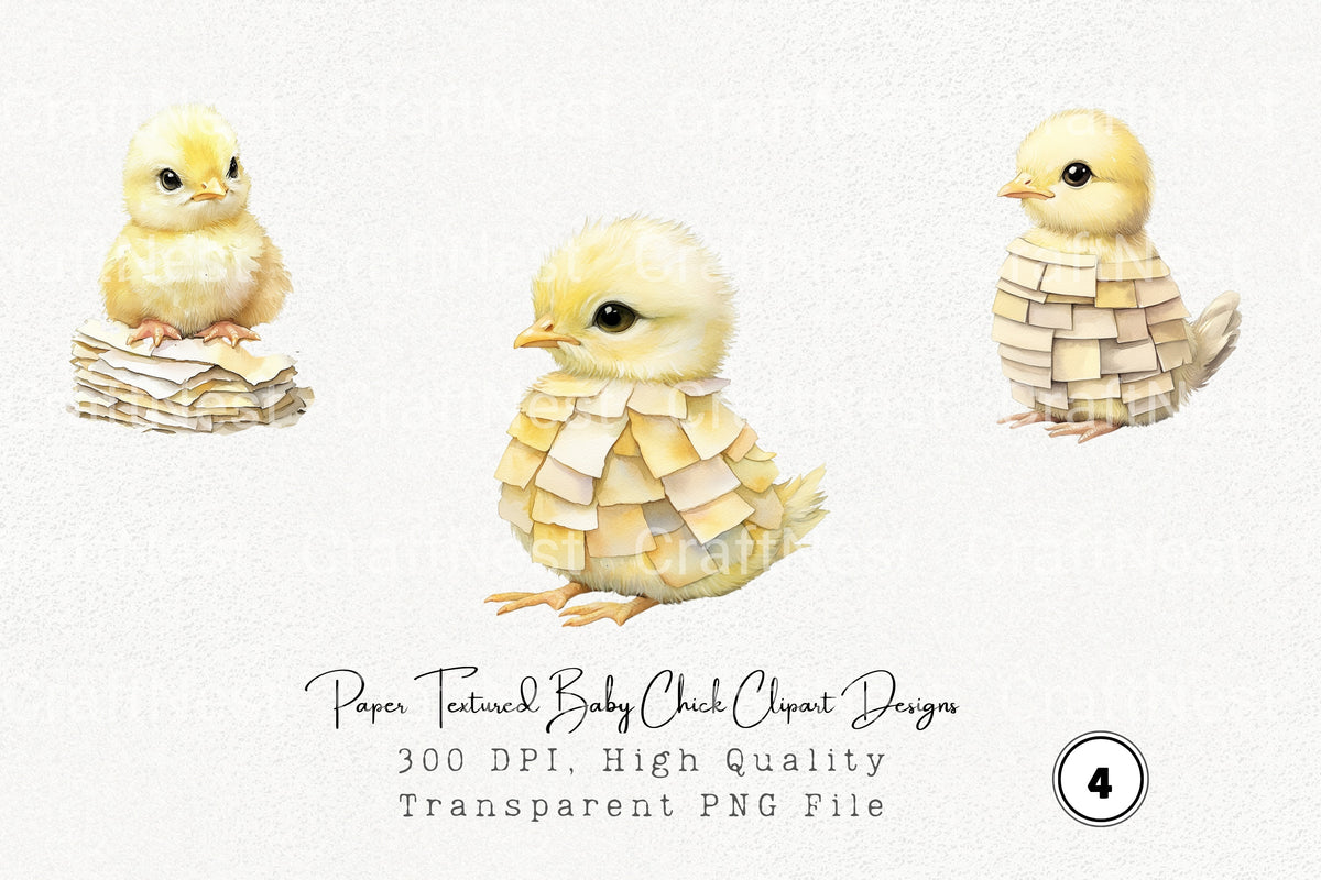 Textured Baby Chick Designs Clipart Bundle