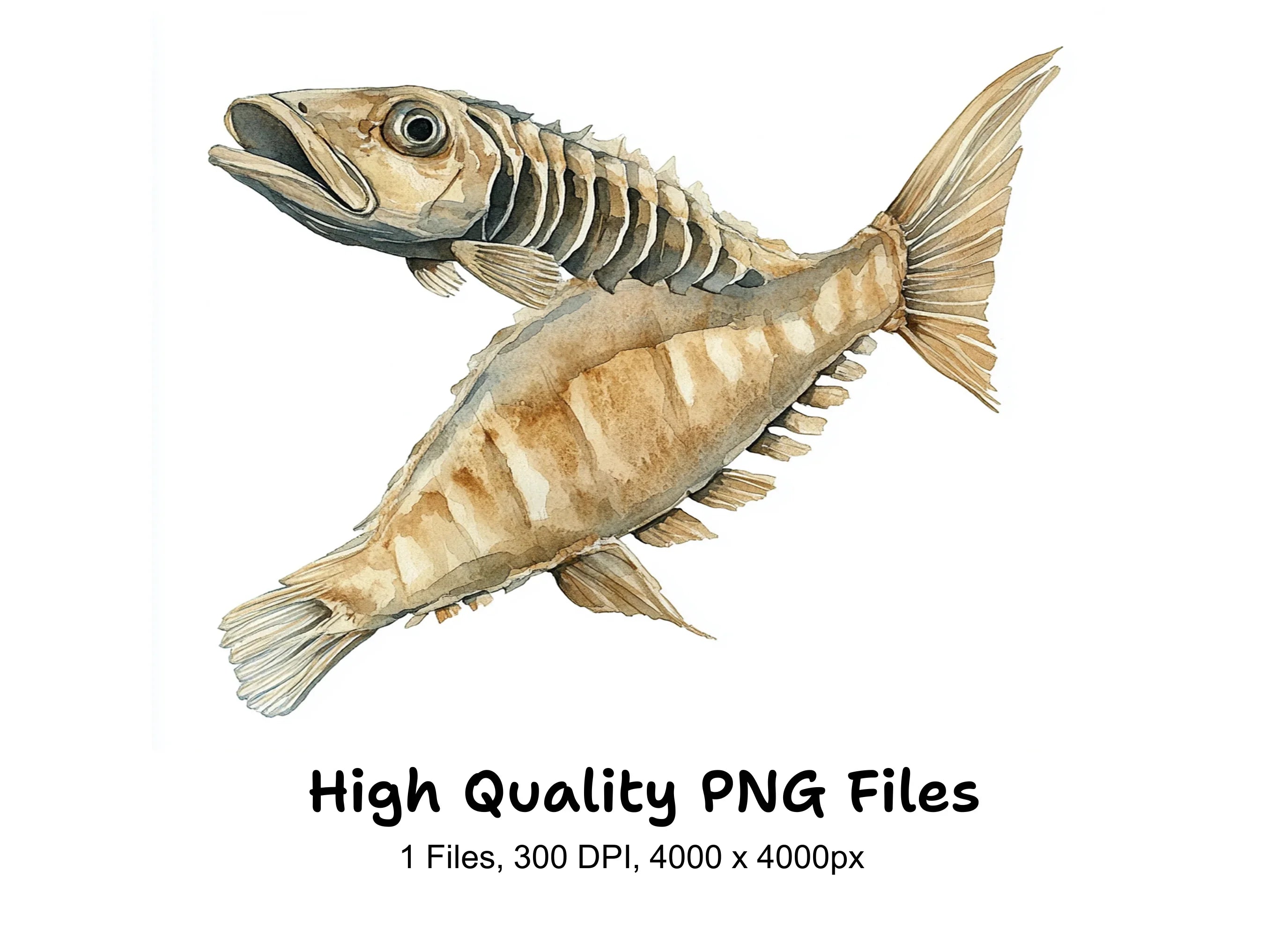 Fish Skeleton Clipart Bundle