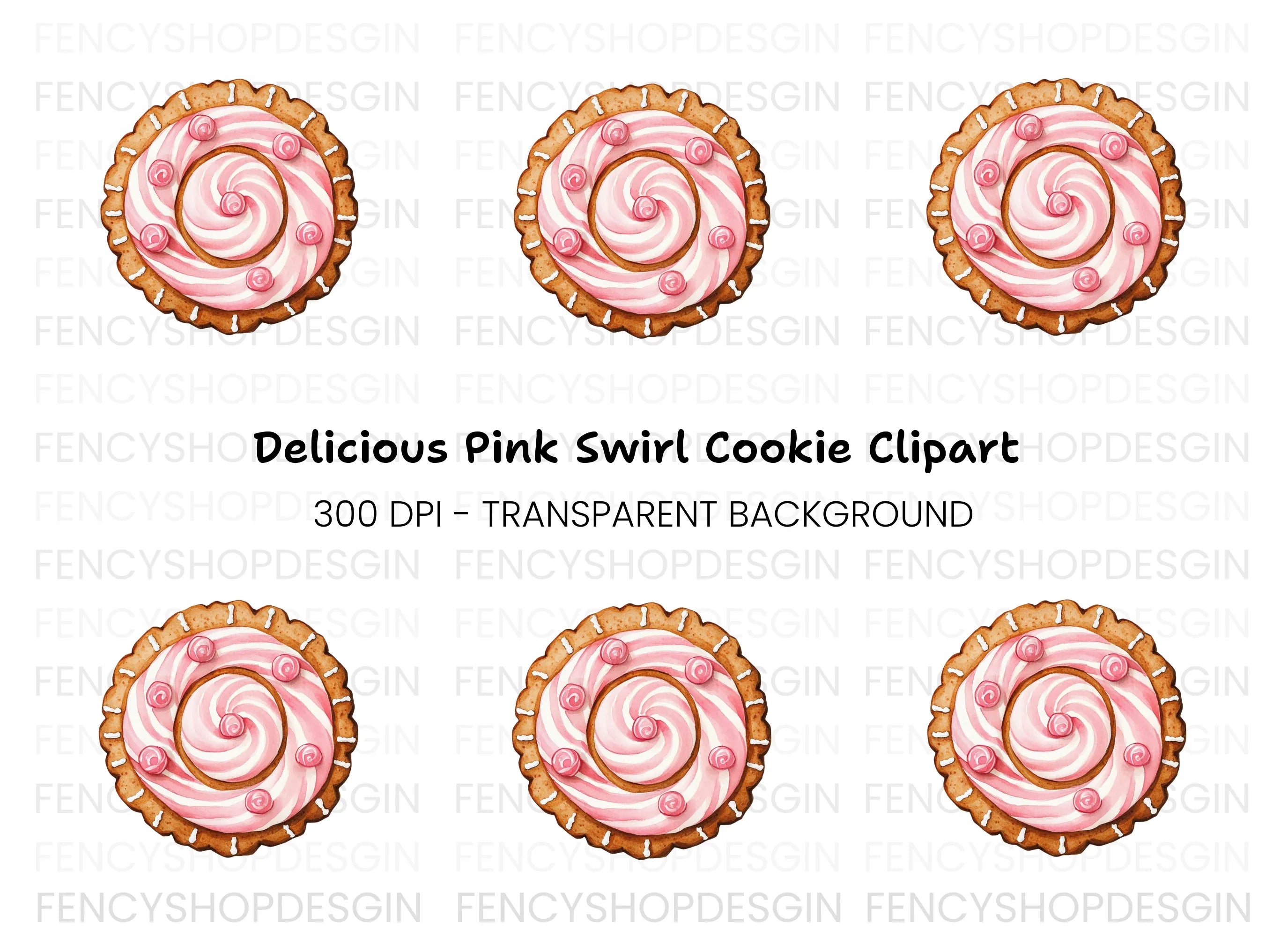 Sweet Pink Swirl Cookie Clipart Bundle