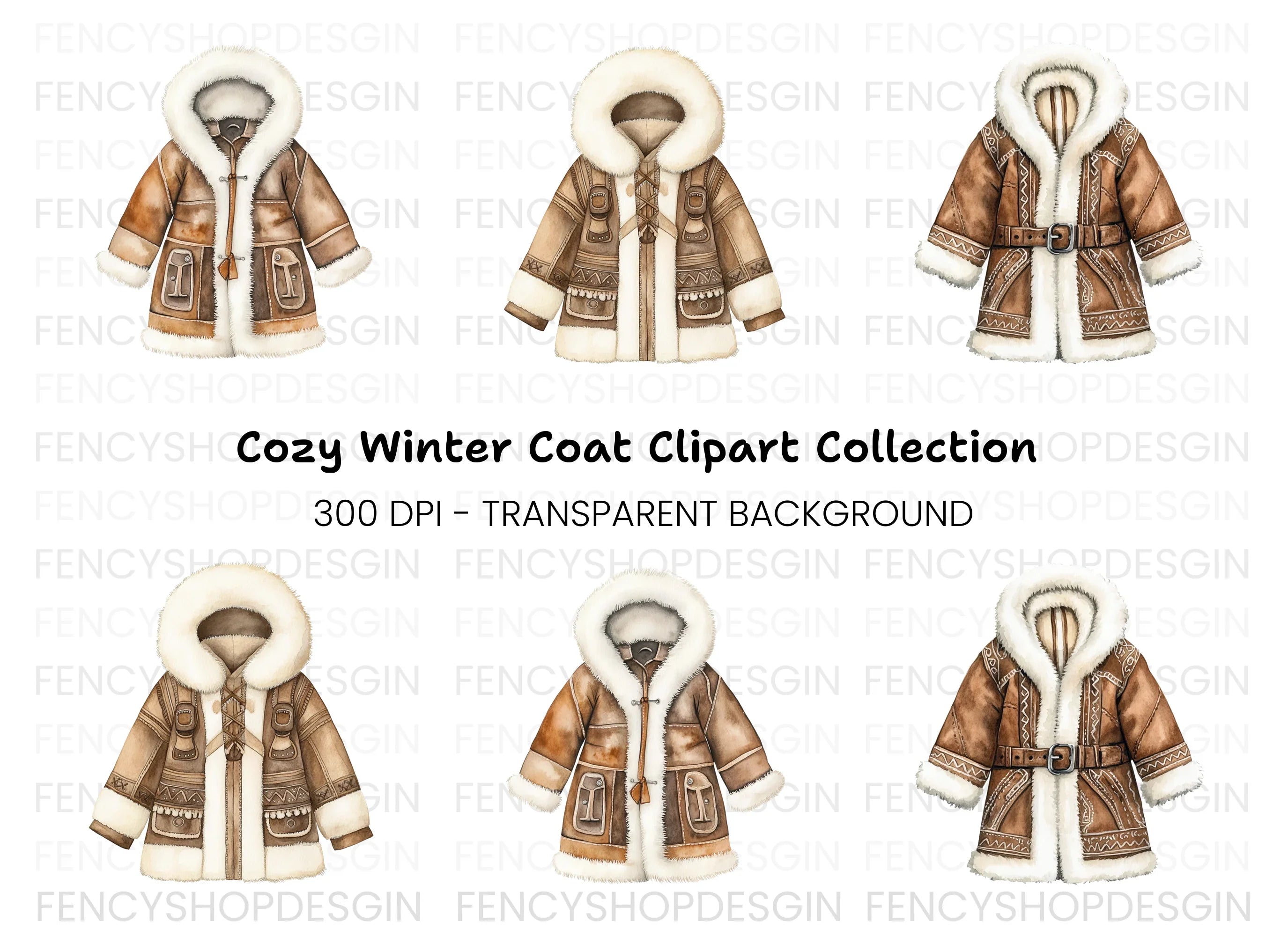 Cozy Winter Coat Clipart Bundle