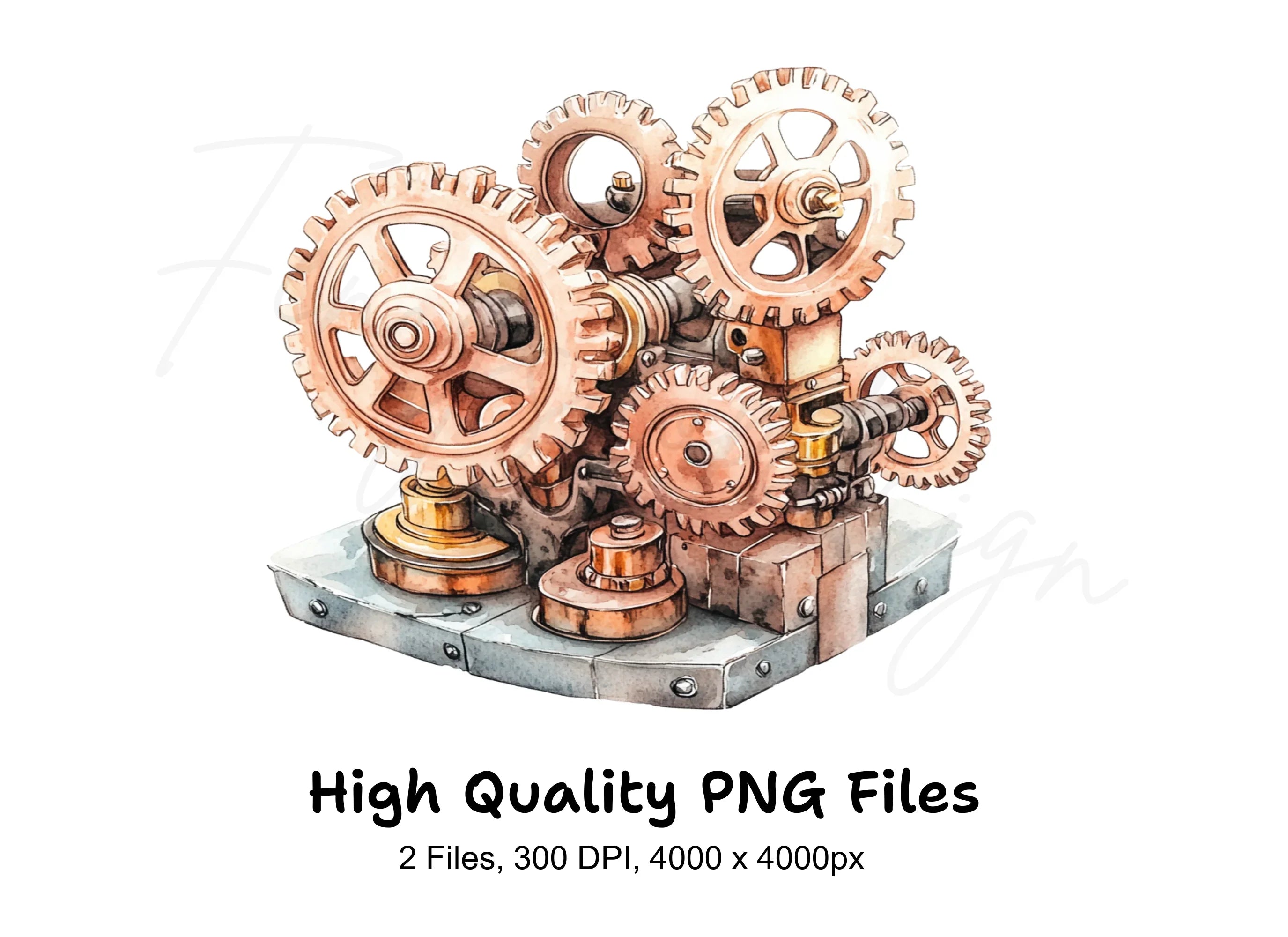 Steampunk Gears Machine Clipart Bundle