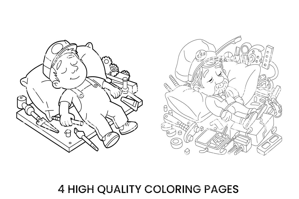 Sleeping Mechanic Coloring Books