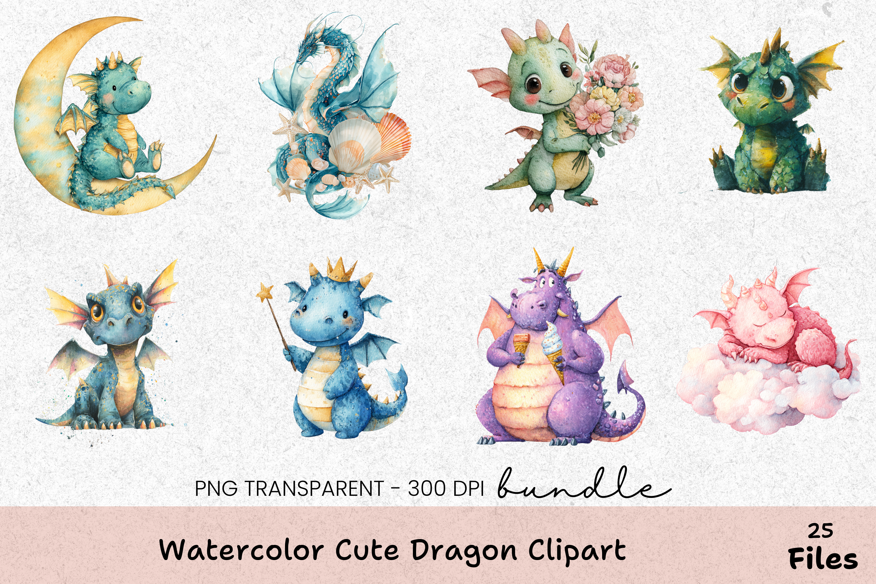 Cute Dragon Clipart Bundle