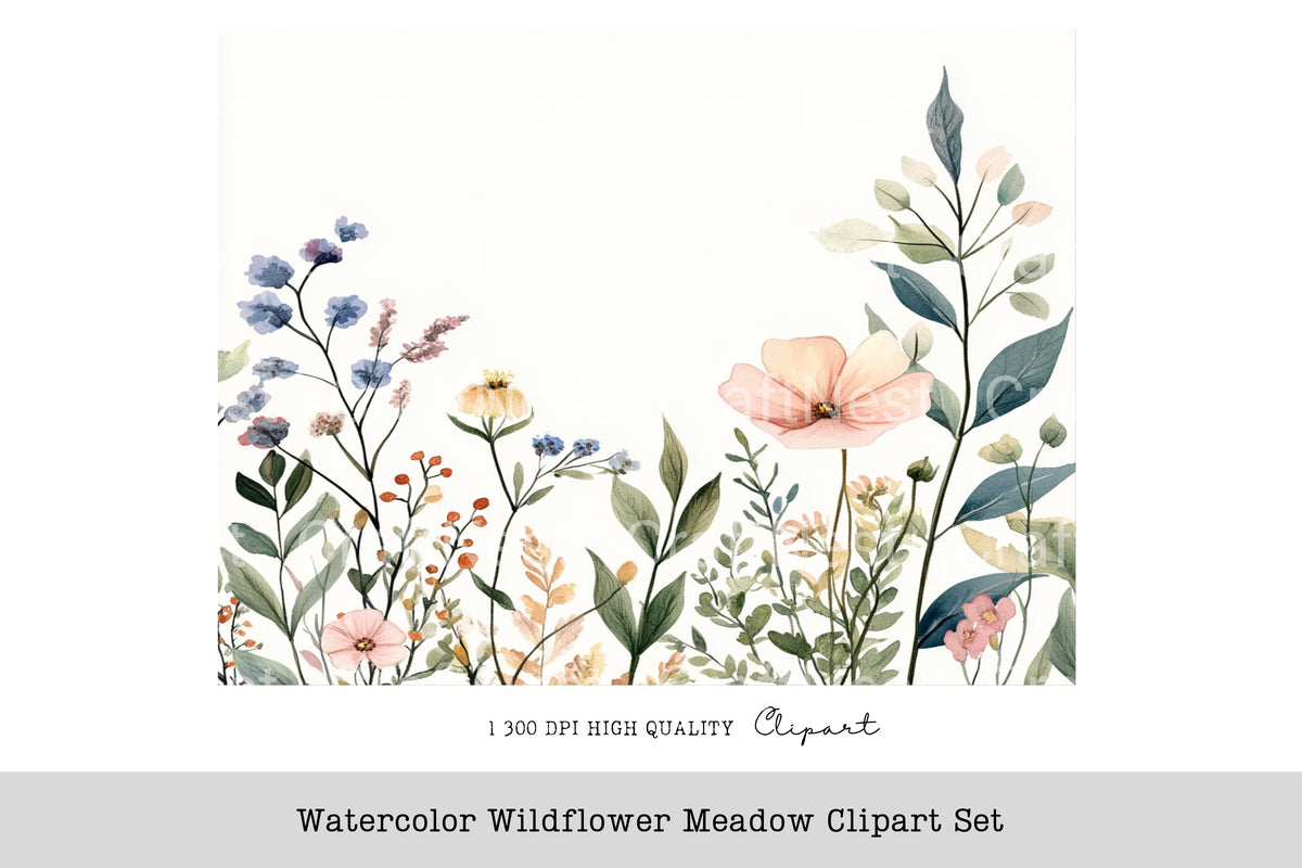 Wildflower Meadow Clipart Bundle