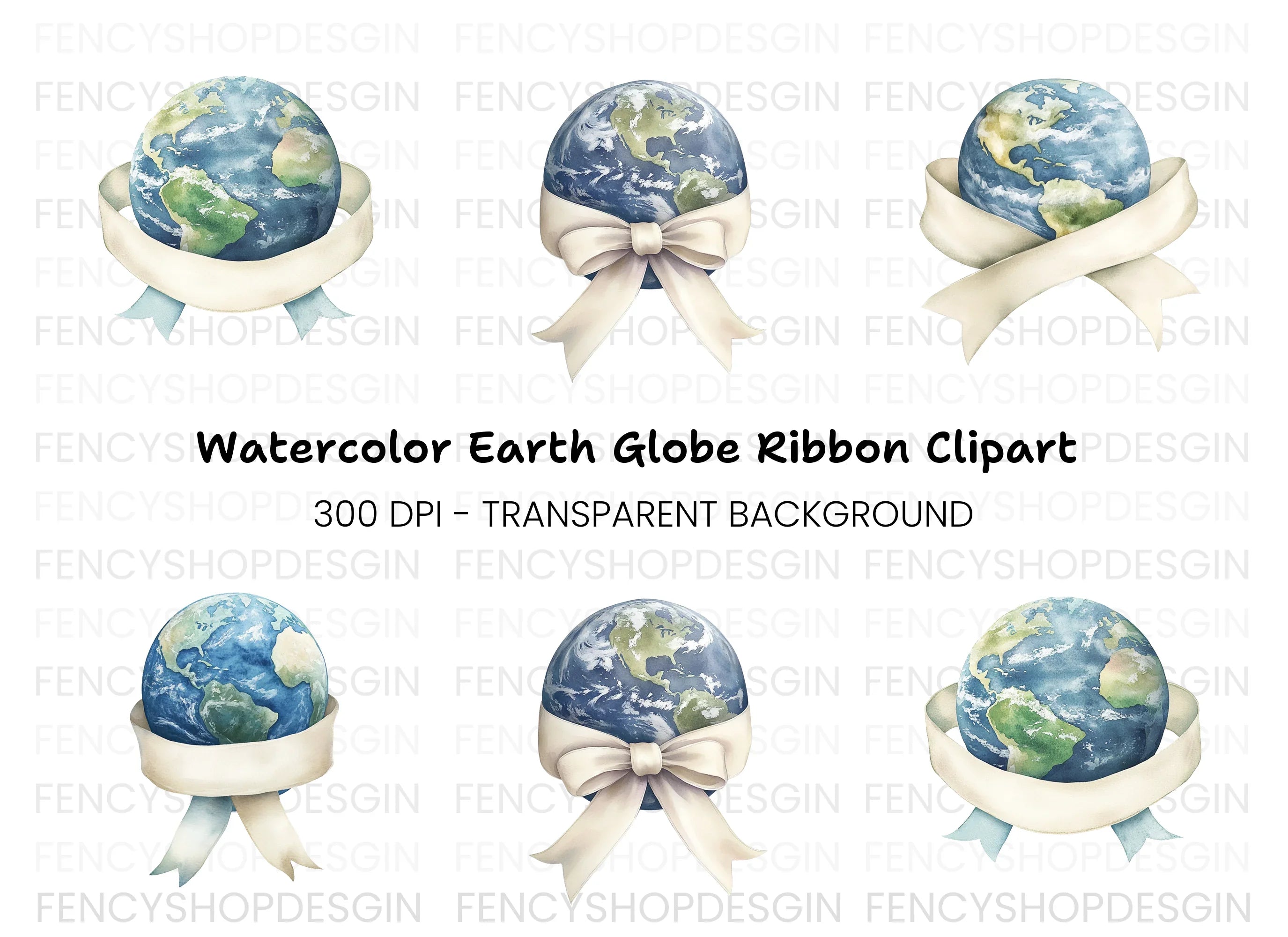 Earth Ribbons Clipart Bundle