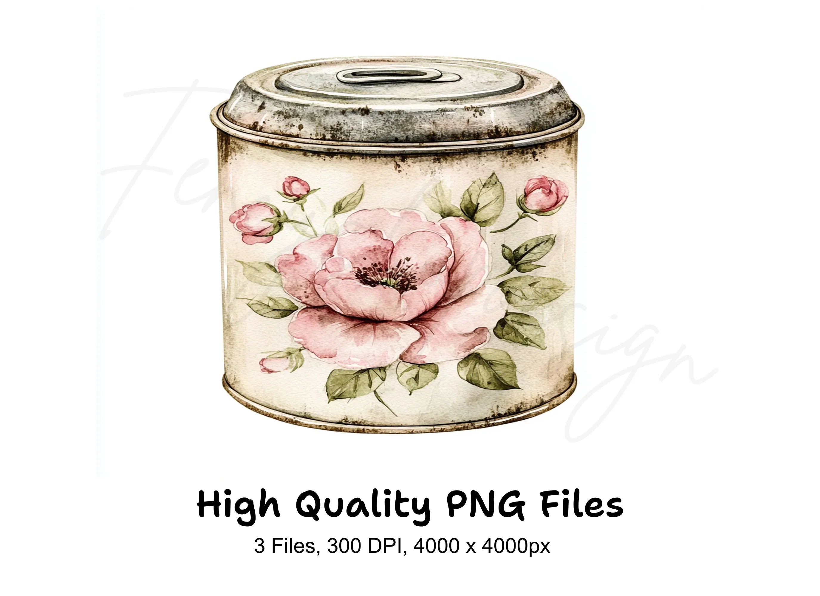 Shabby Chic Floral Canister Clipart Bundle