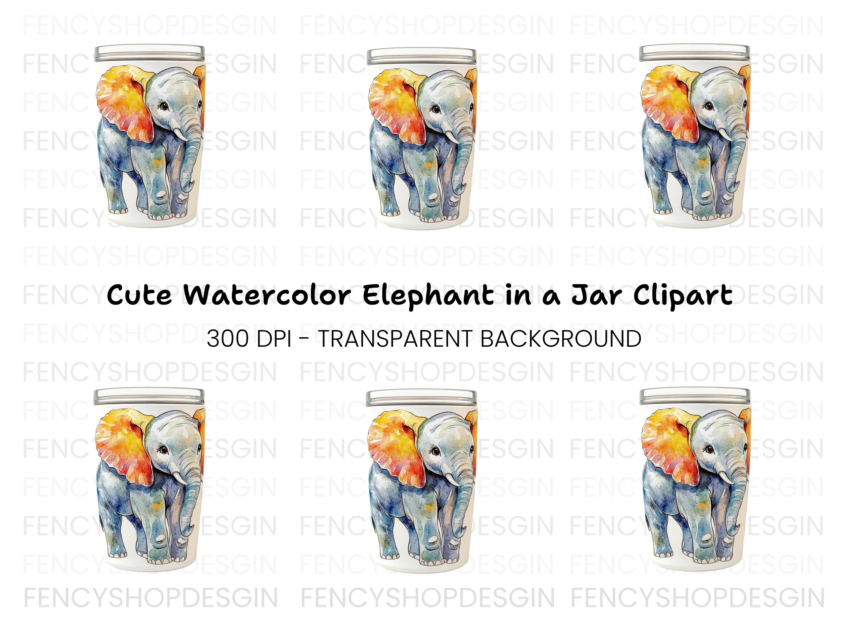 Baby Elephant Clipart Bundle