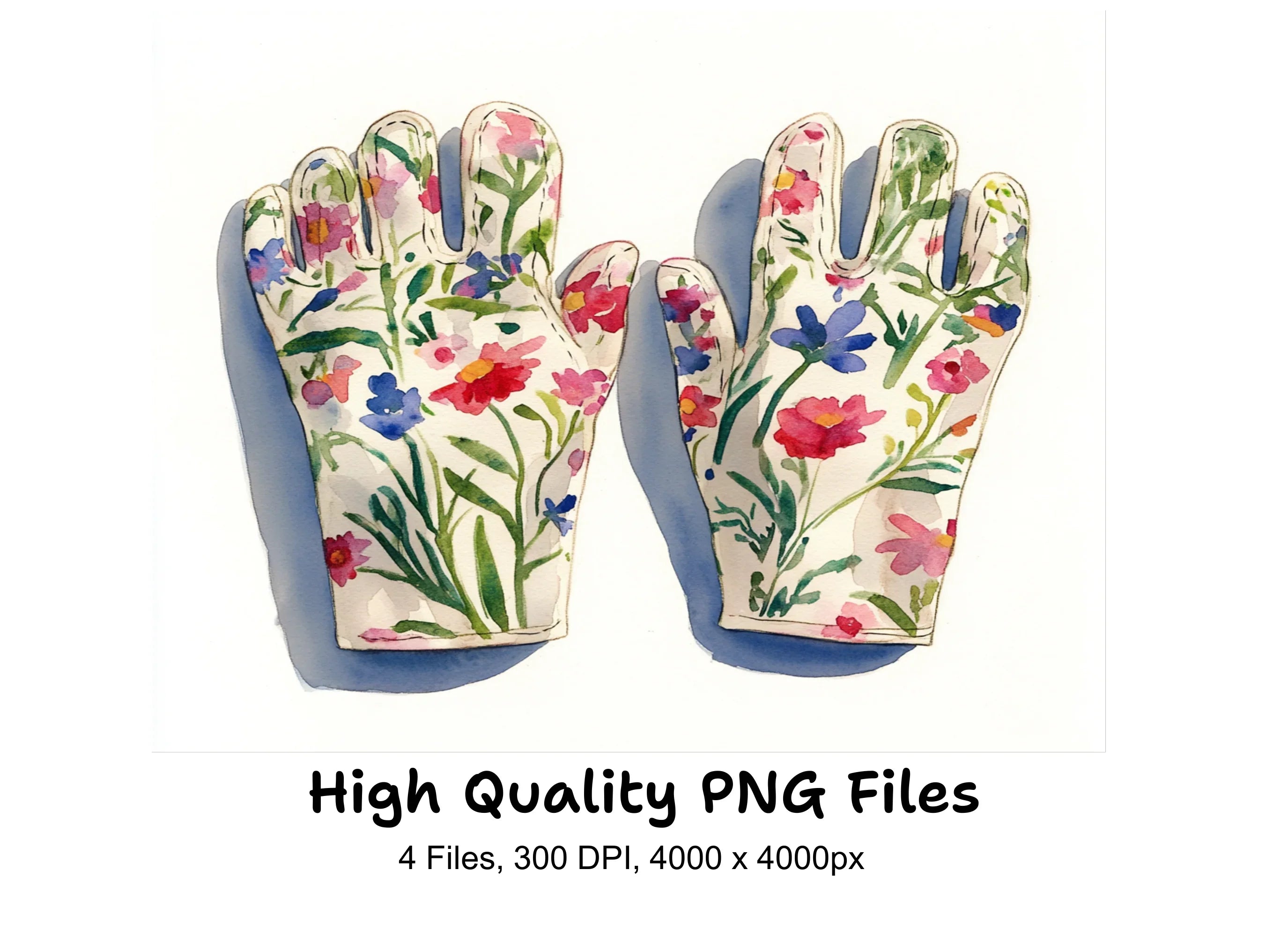 Floral Garden Gloves Clipart Bundle