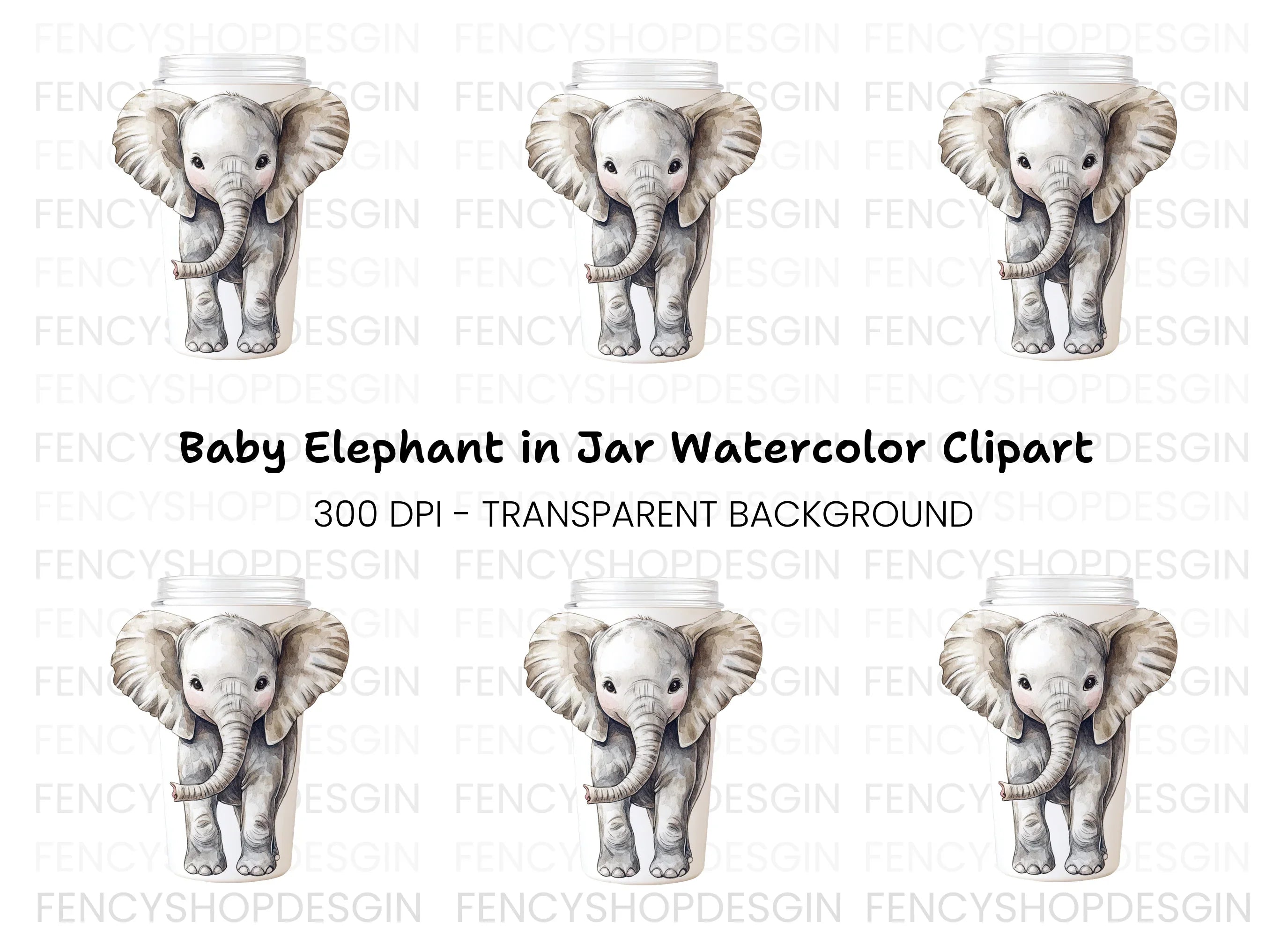 Elephant Tumbler Clipart Bundle