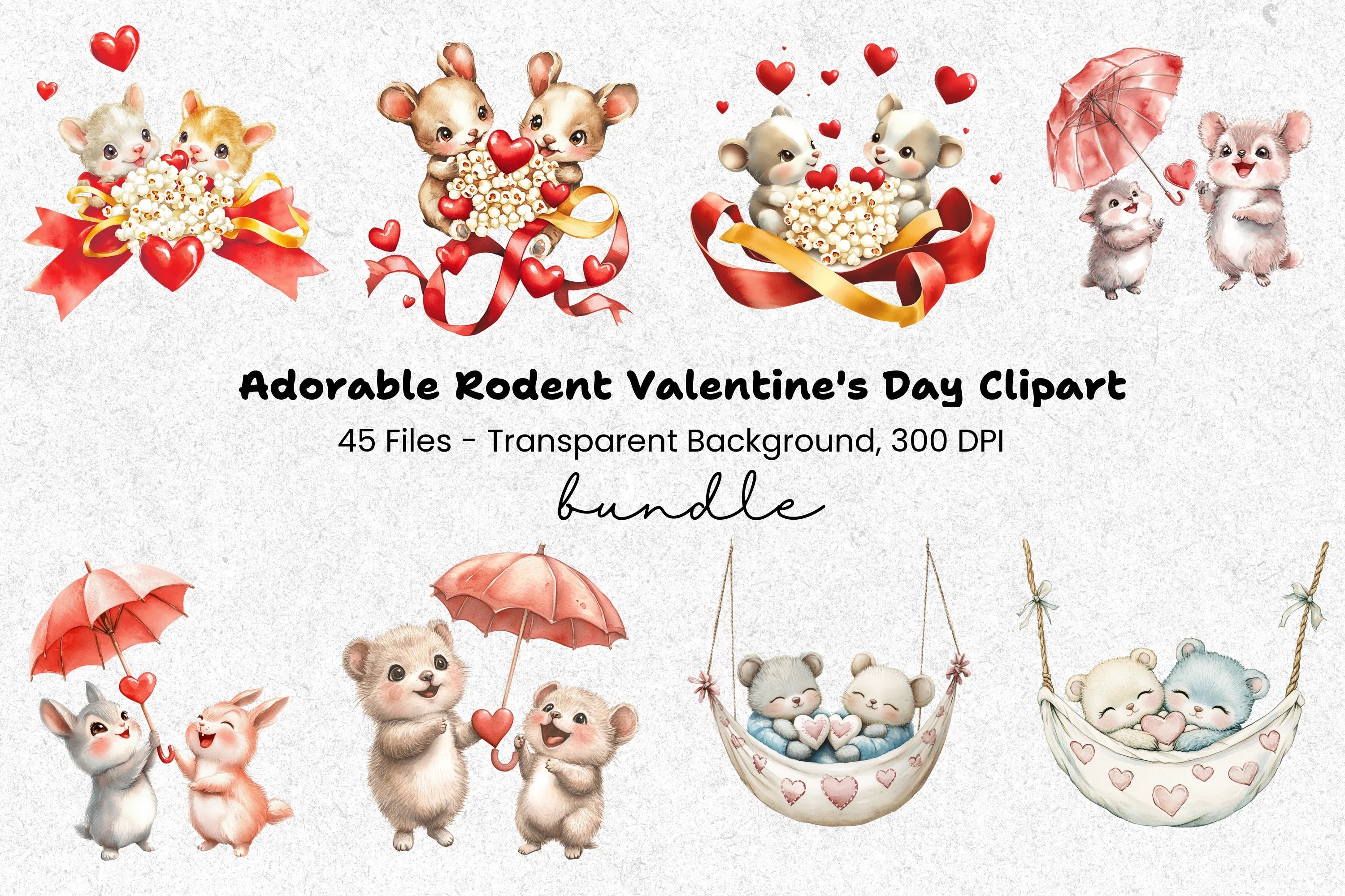 Cute Mice Valentine's Day Clipart Bundle