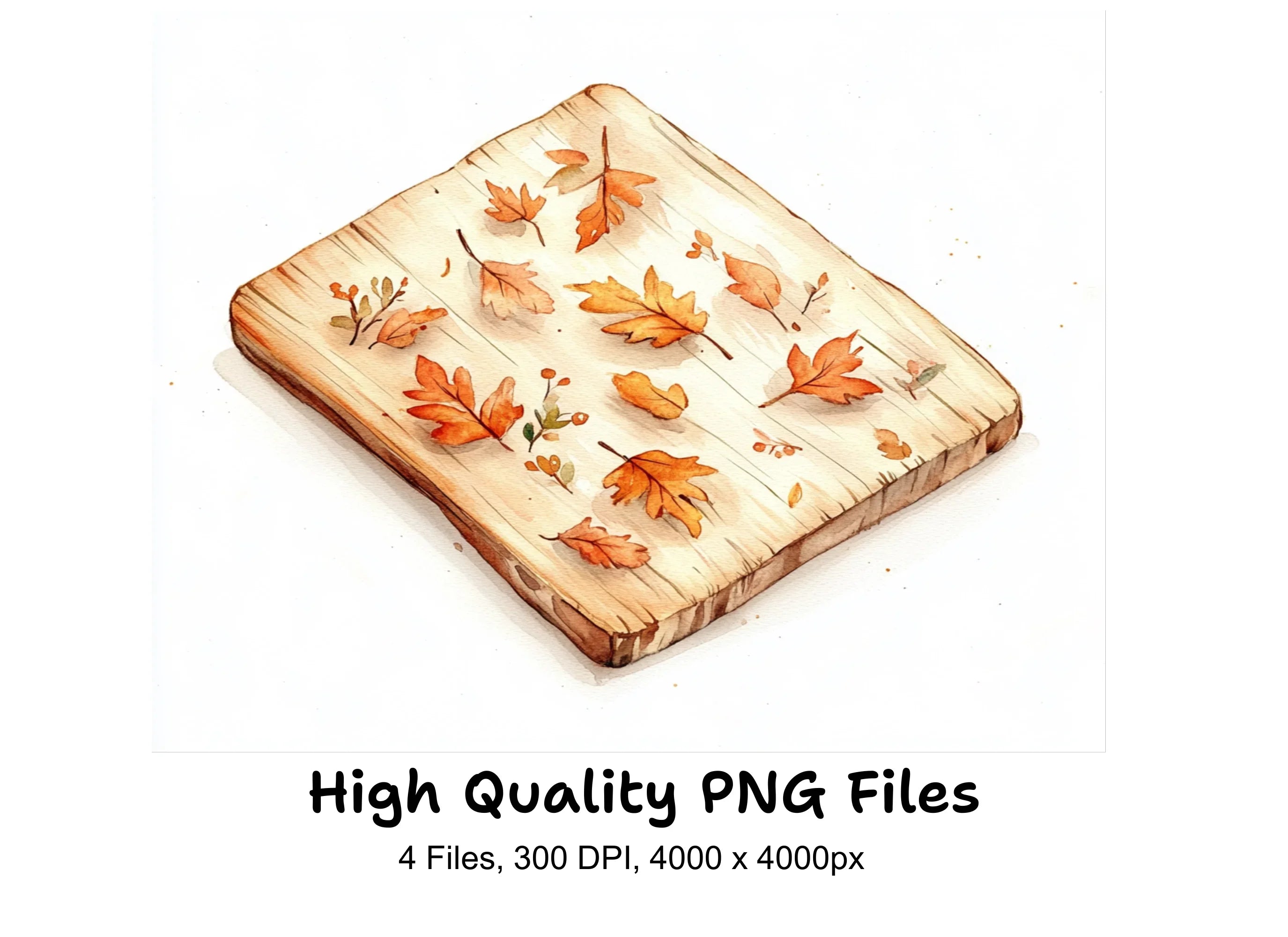 Autumn Leaves Wooden Boards Clipart Bundle