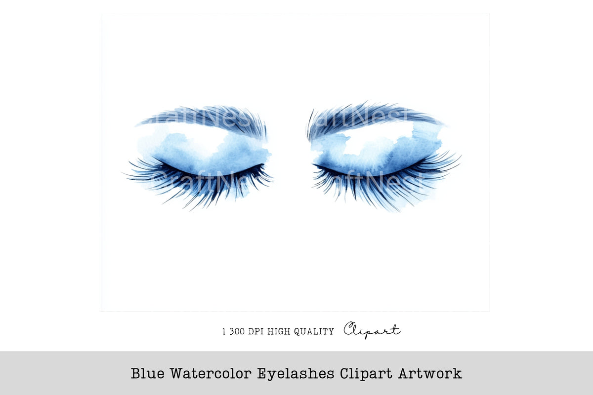 Blue Eyelashes Artwork Clipart Bundle