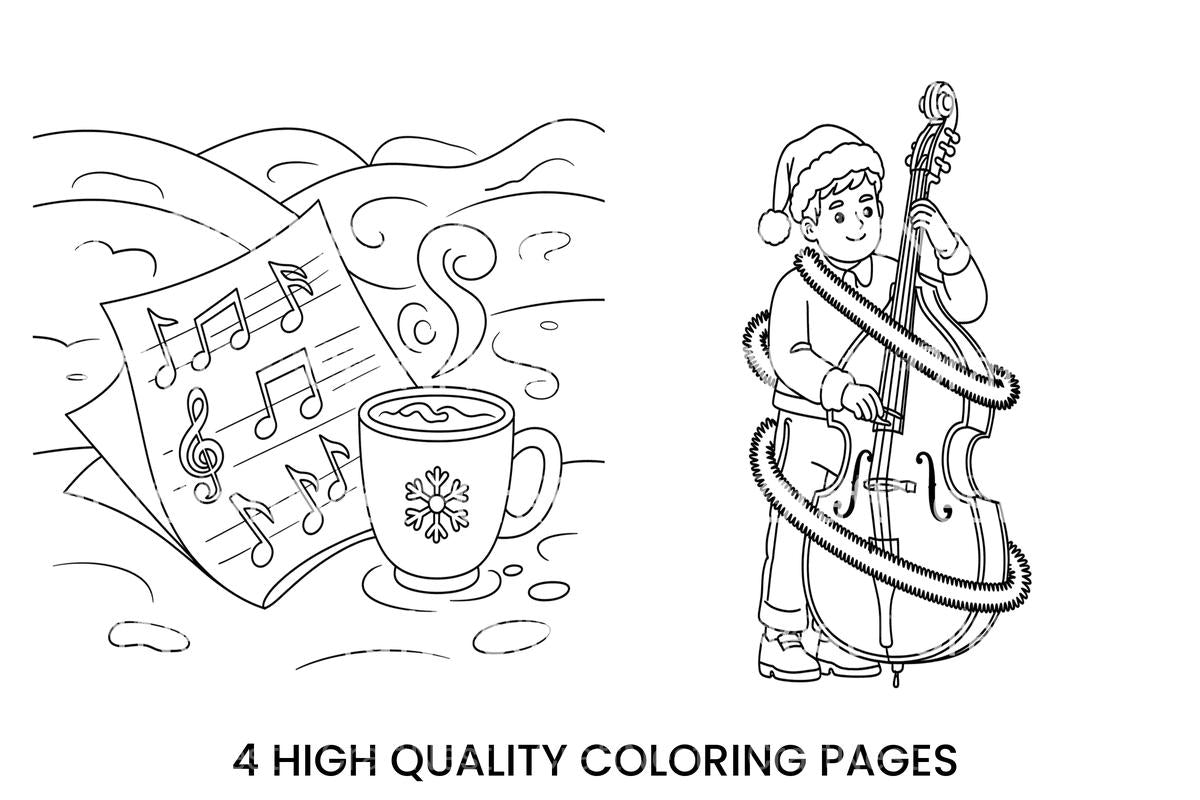 Christmas Double Bass Player Coloring Books