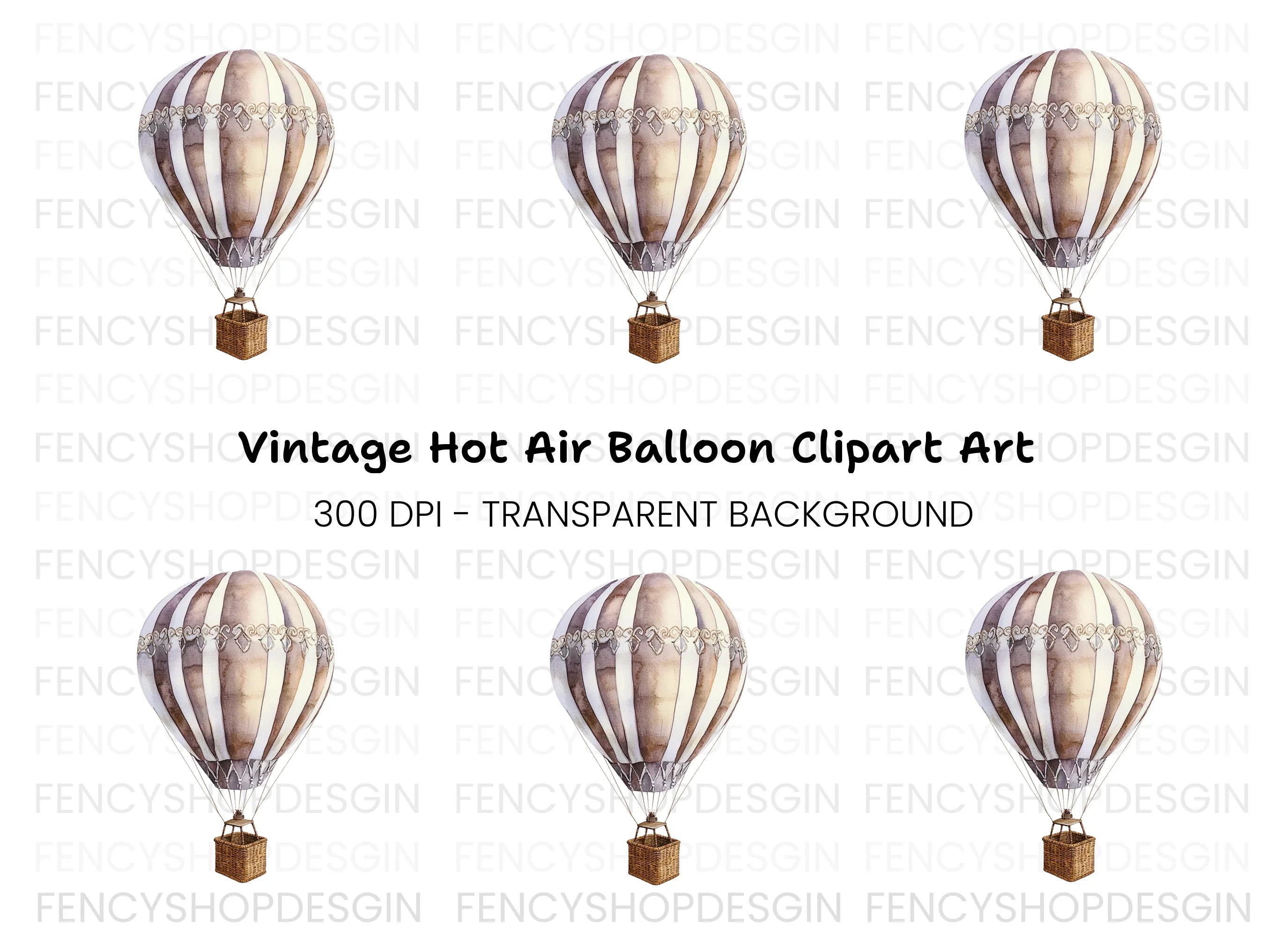Elegant Hot Air Balloon Clipart Bundle