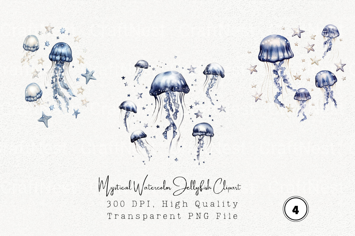 Mystical Jellyfish Clipart Bundle