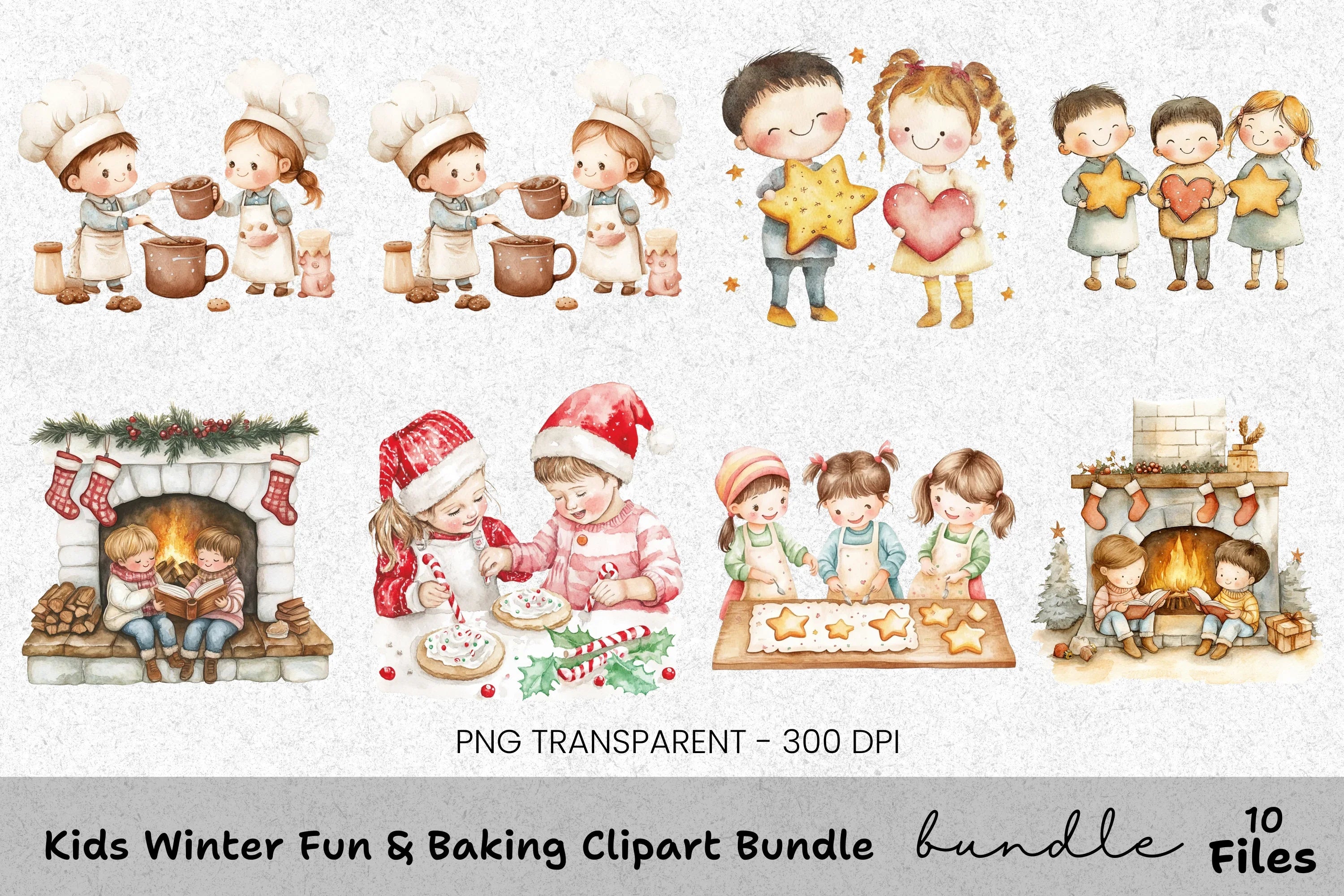 Christmas Kids Baking Clipart Bundle