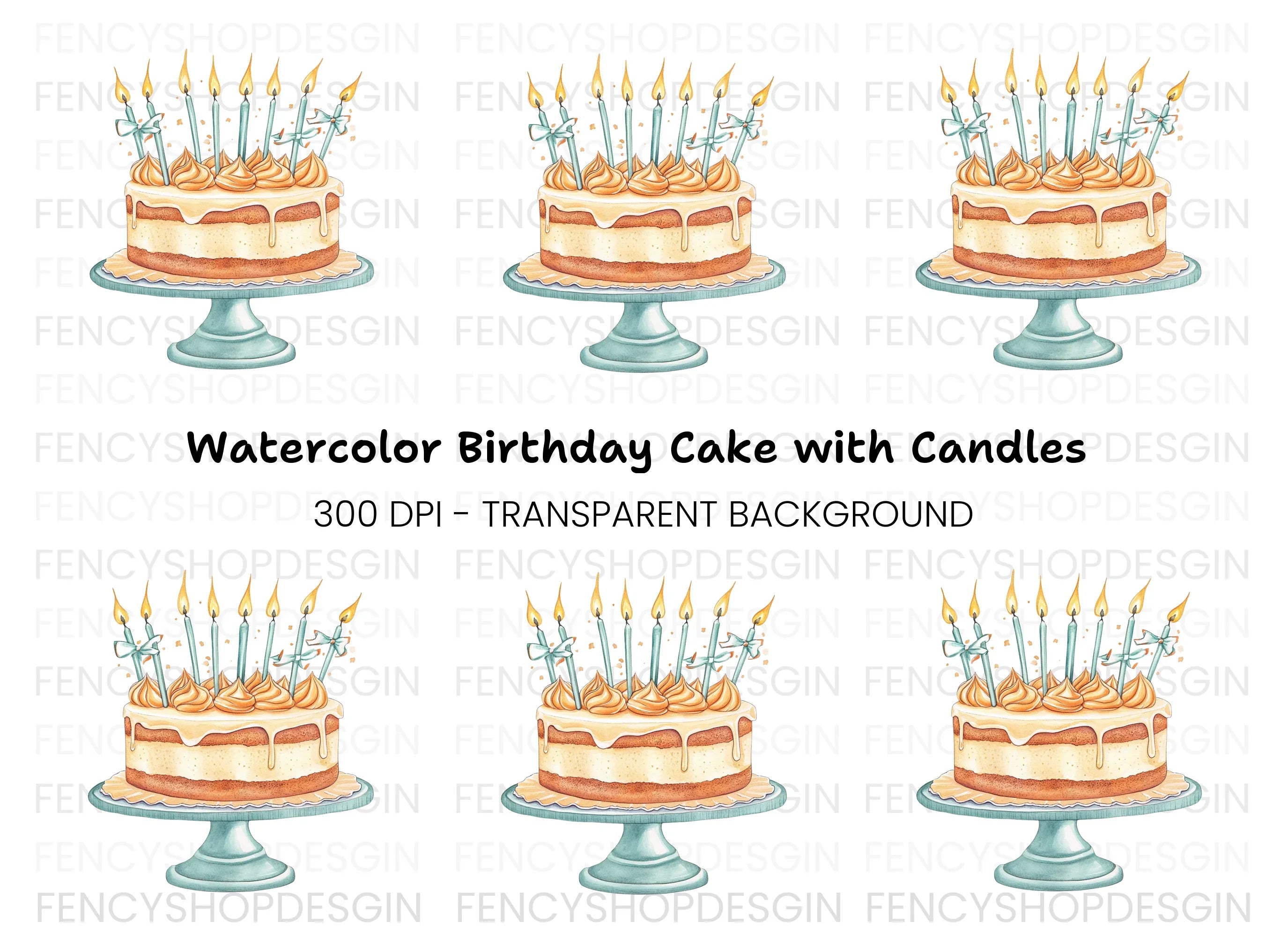 Birthday Cake with Candles Clipart Bundle