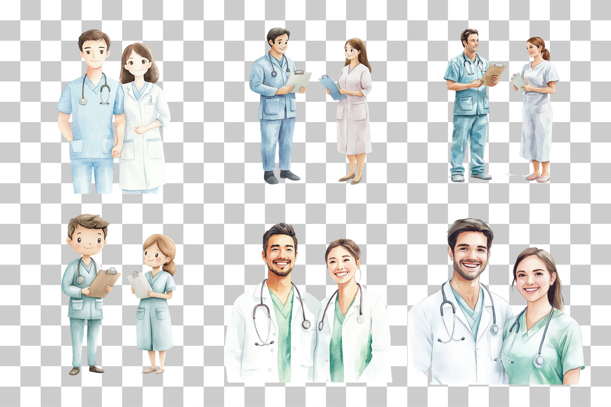 Medical Doctor and Nurse Characters Clipart Bundle