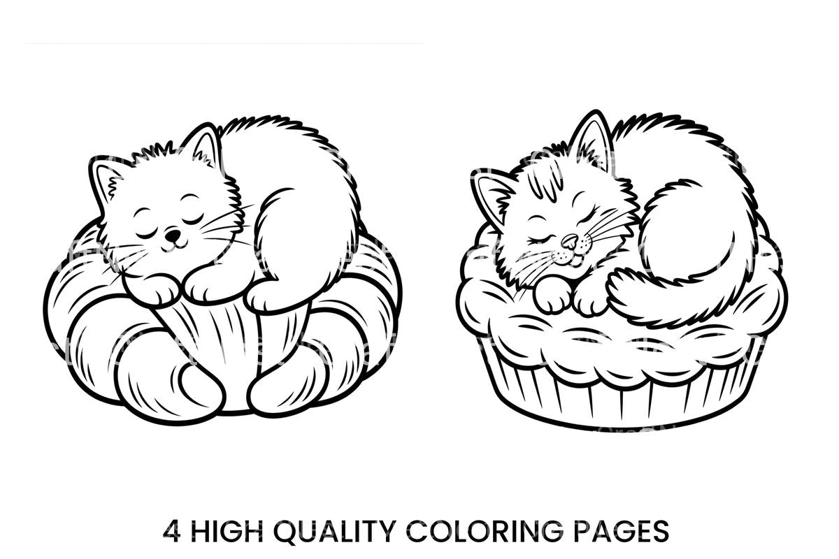 Cute Sleeping Kittens Coloring Books