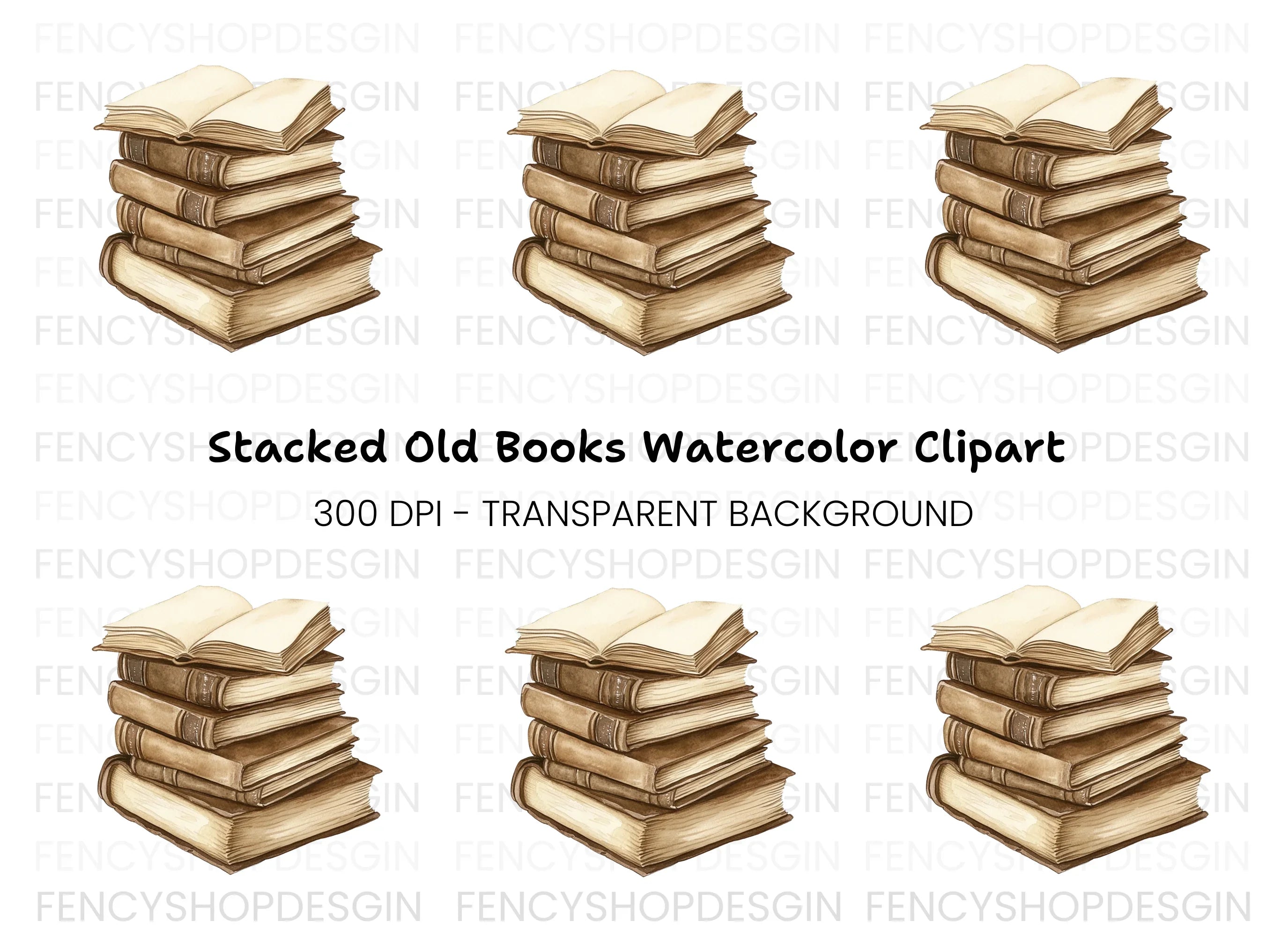 Open Book Stack Clipart Bundle