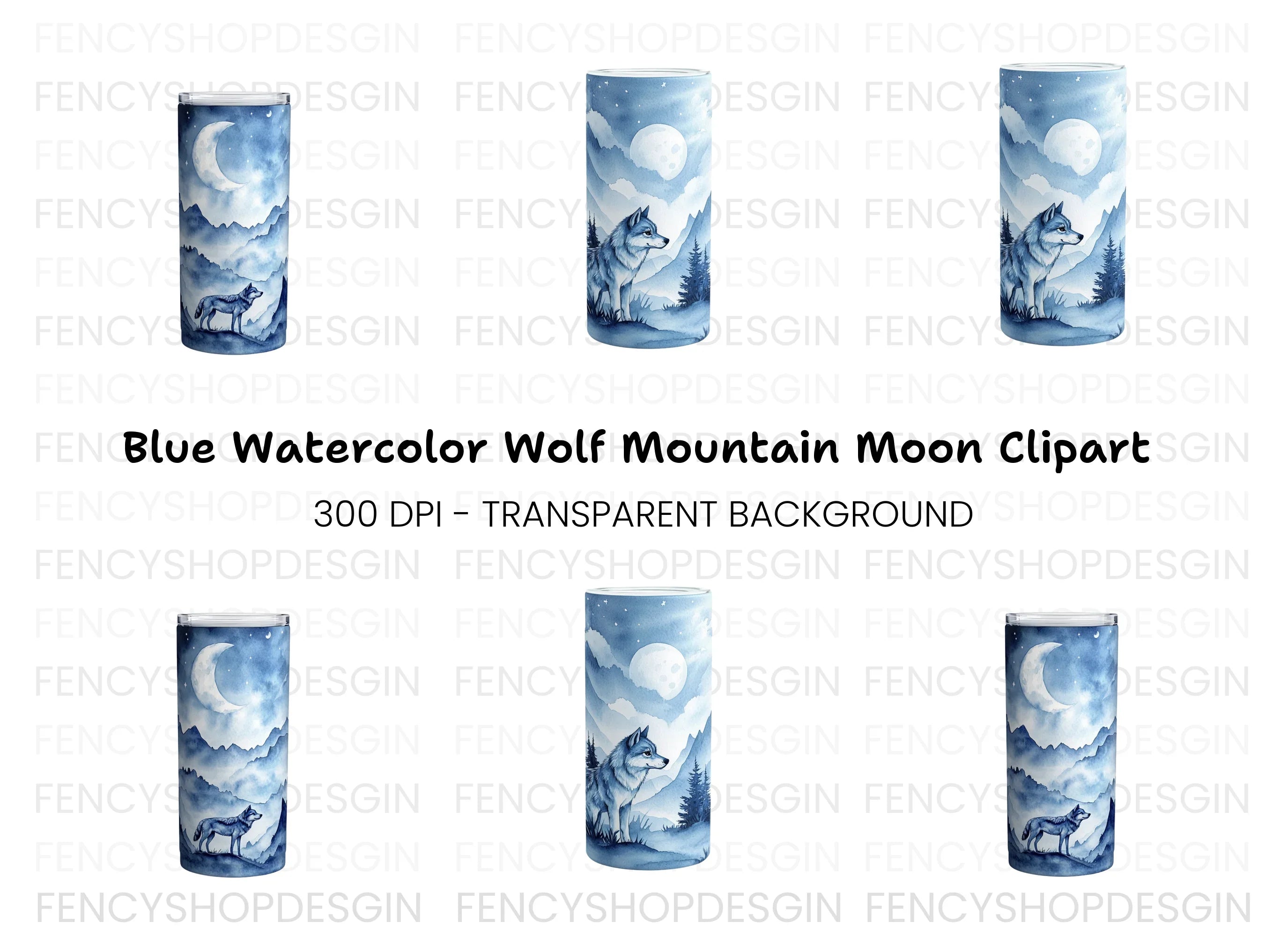 Wolf Moon Tumbler Clipart Bundle