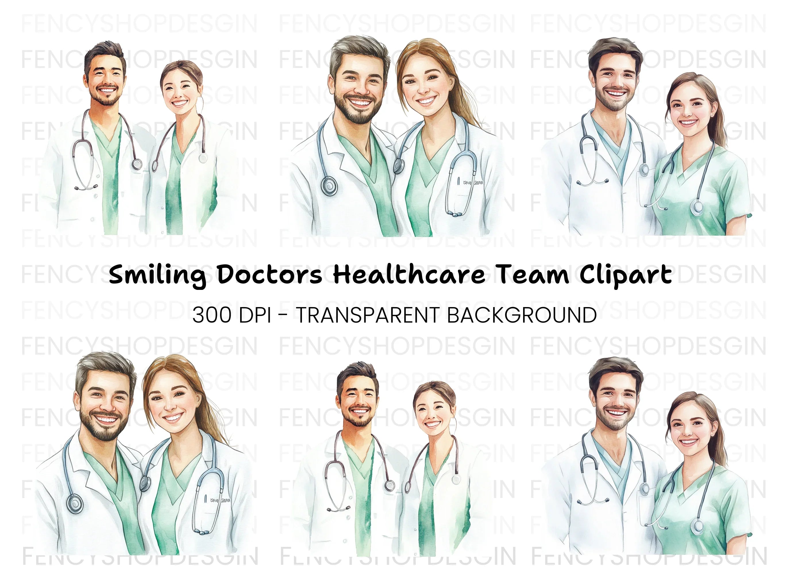 Smiling Medical Professionals Clipart Bundle