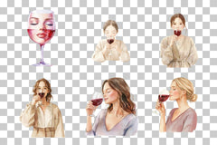 Elegant Woman Drinking Wine Clipart Bundle - CraftNest - Digital Crafting and Art