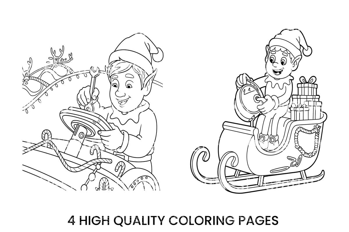 Christmas Elf Sleigh Ride Coloring Books