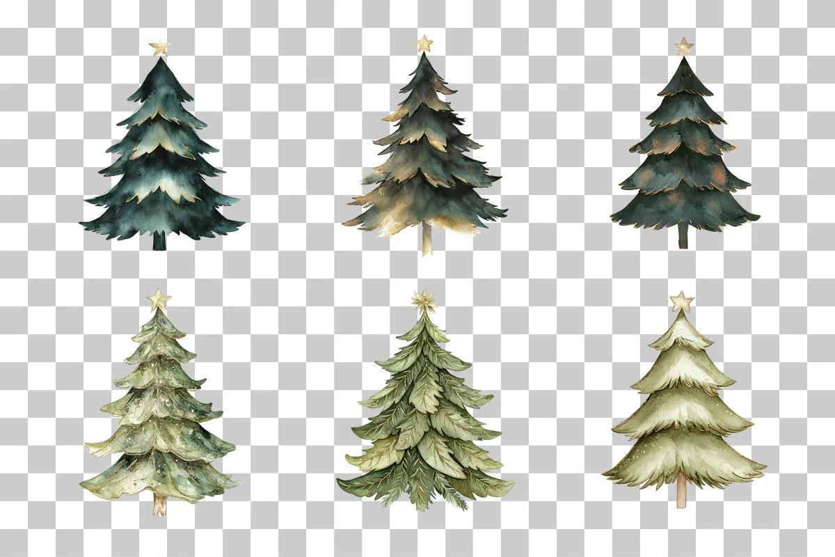 Green and Gold Abstract Christmas Tree Clipart Bundle - CraftNest - Digital Crafting and Art