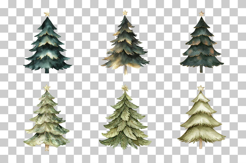 Green and Gold Abstract Christmas Tree Clipart Bundle - CraftNest - Digital Crafting and Art
