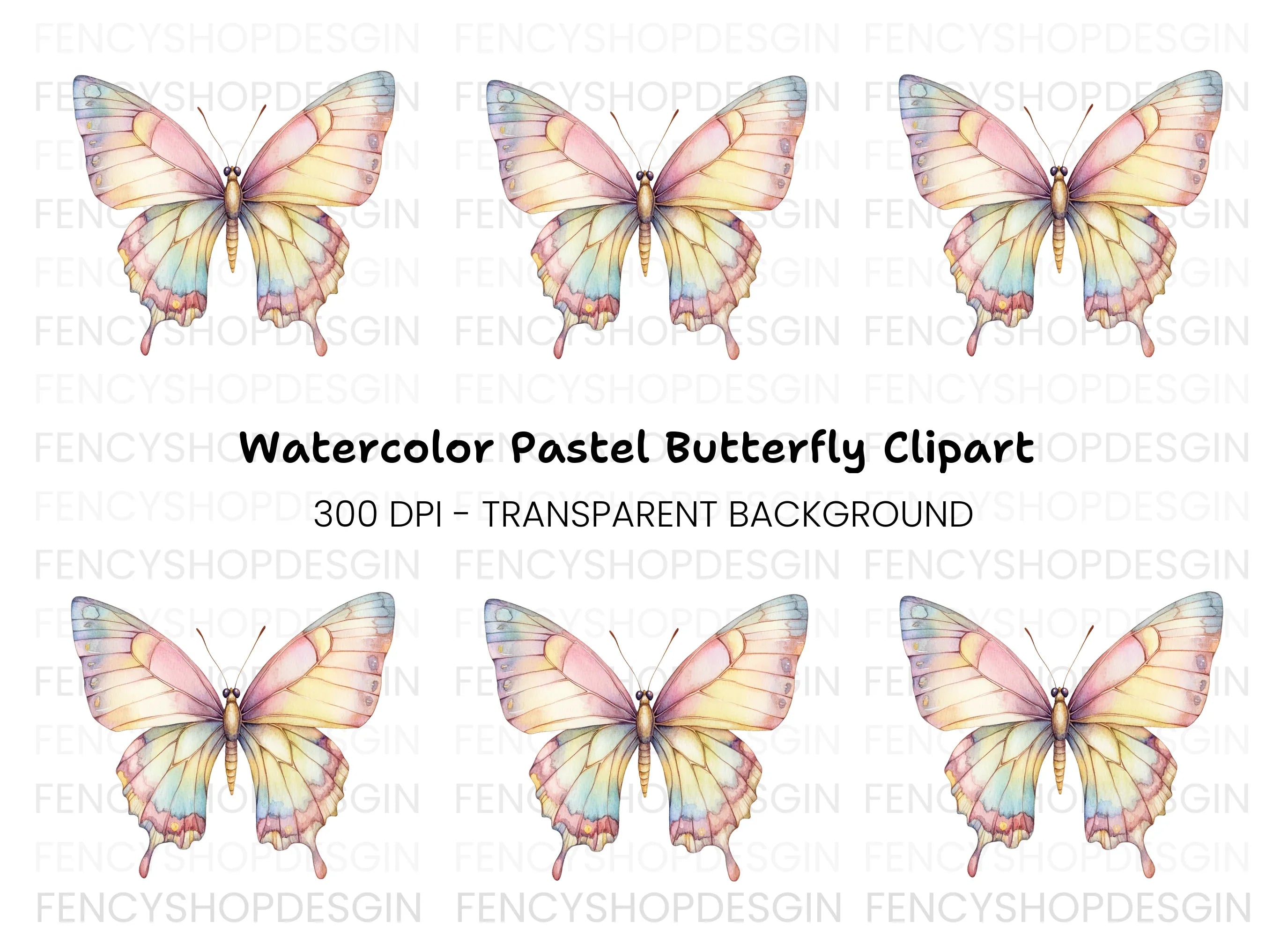 Pastel Butterfly Clipart Bundle