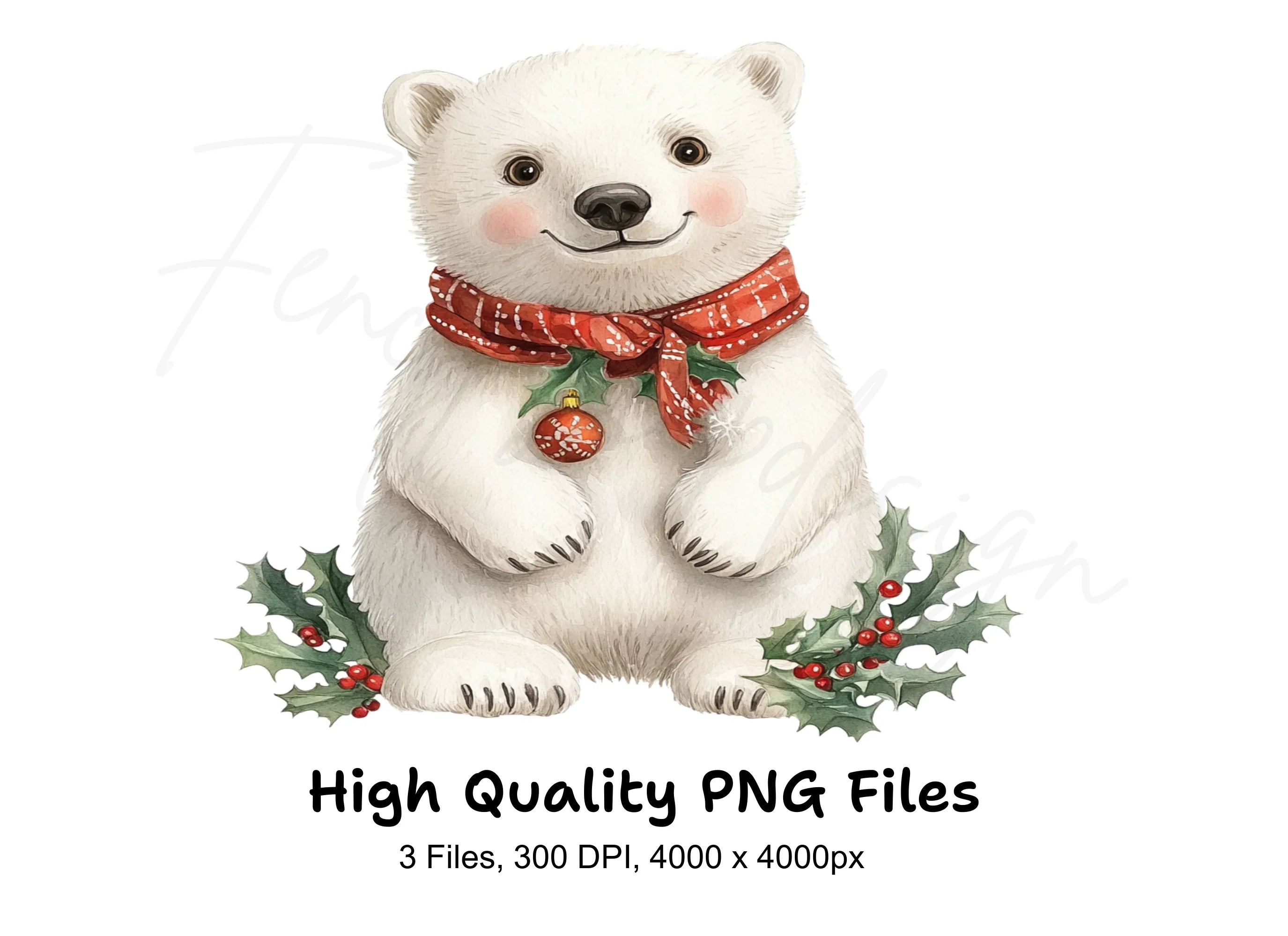 Cute Christmas Polar Bear Clipart Bundle