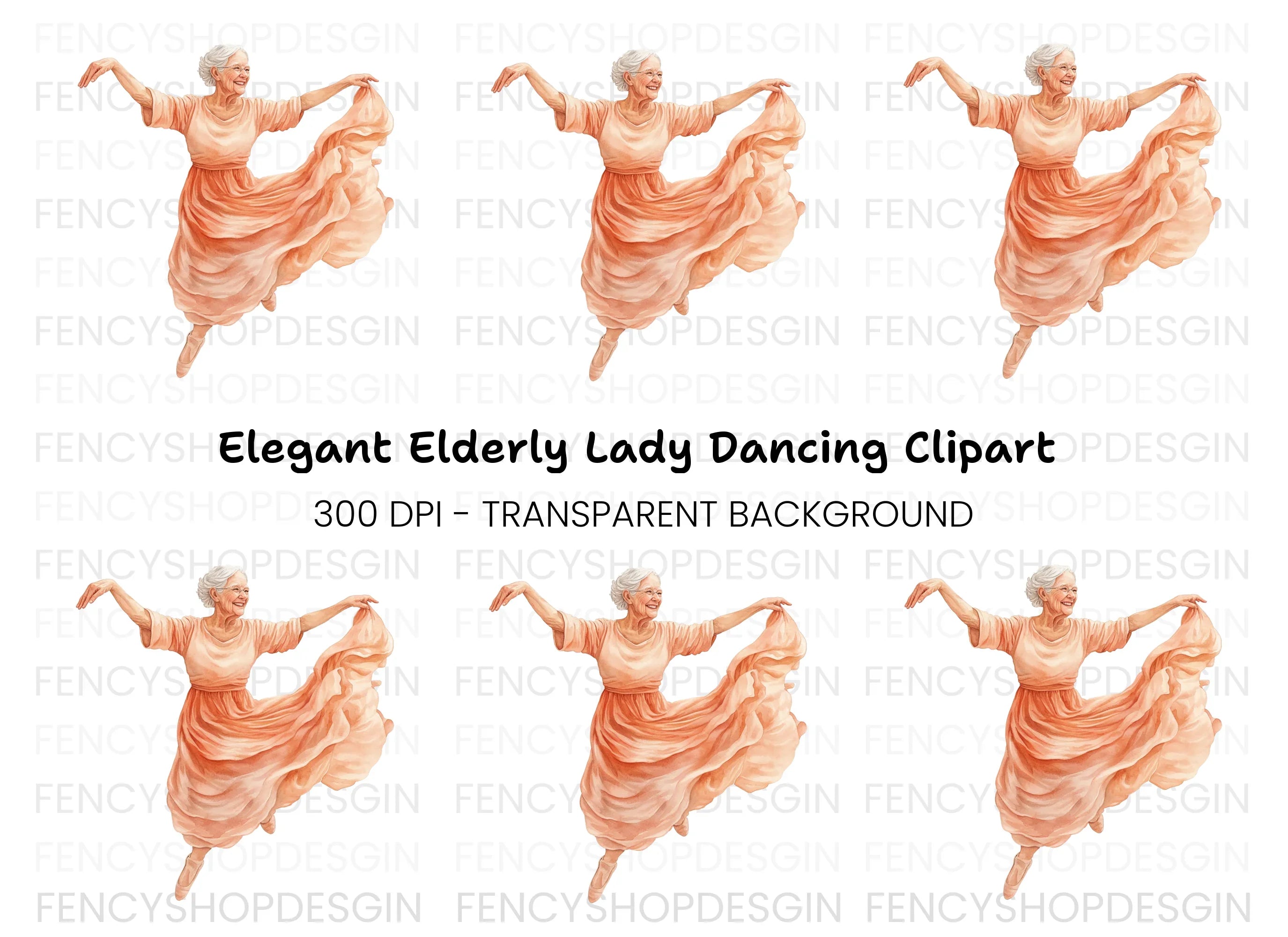 Elegant Senior Ballerina Clipart Bundle