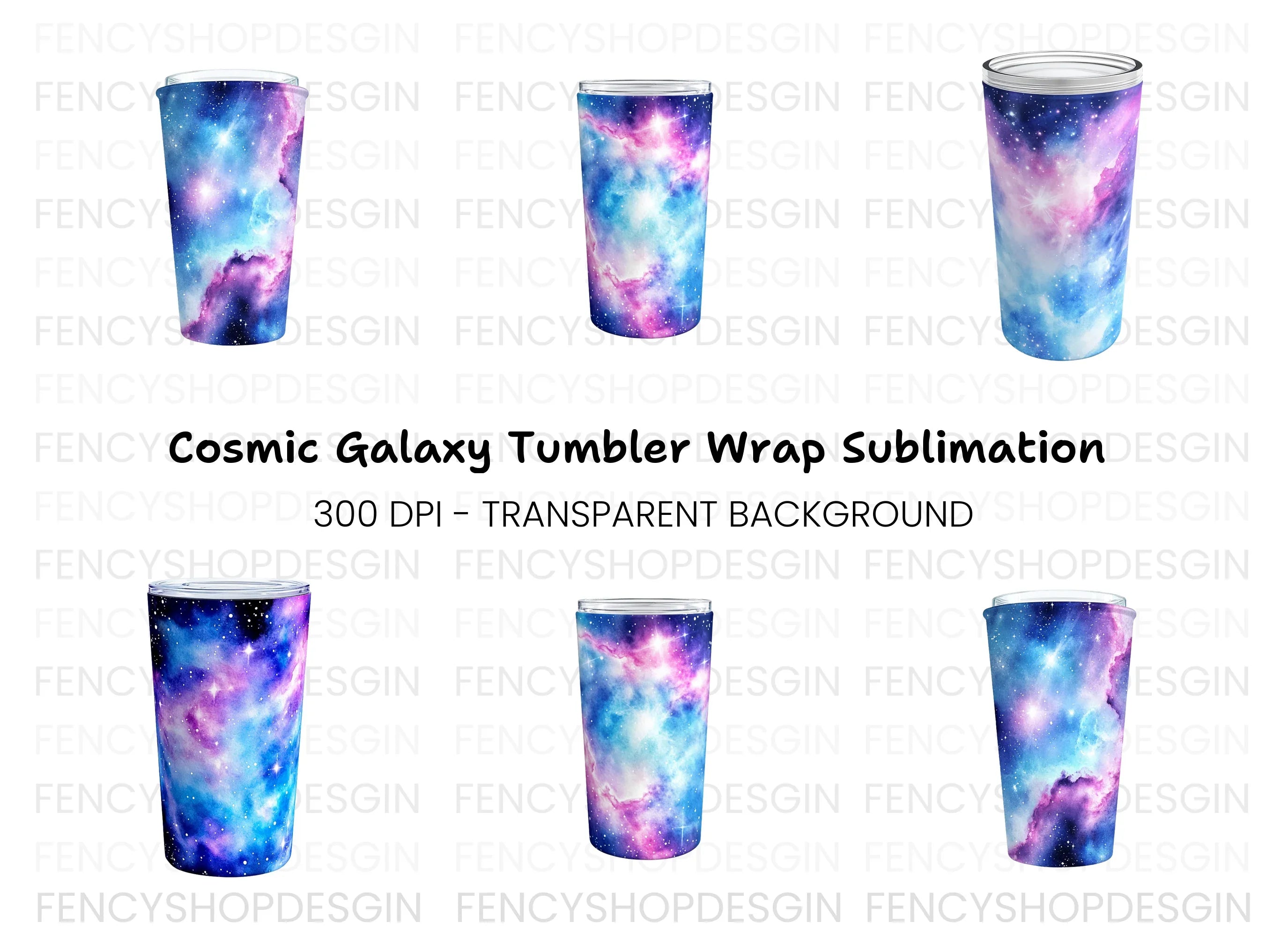 Pastel Galaxy Tumbler Clipart Bundle