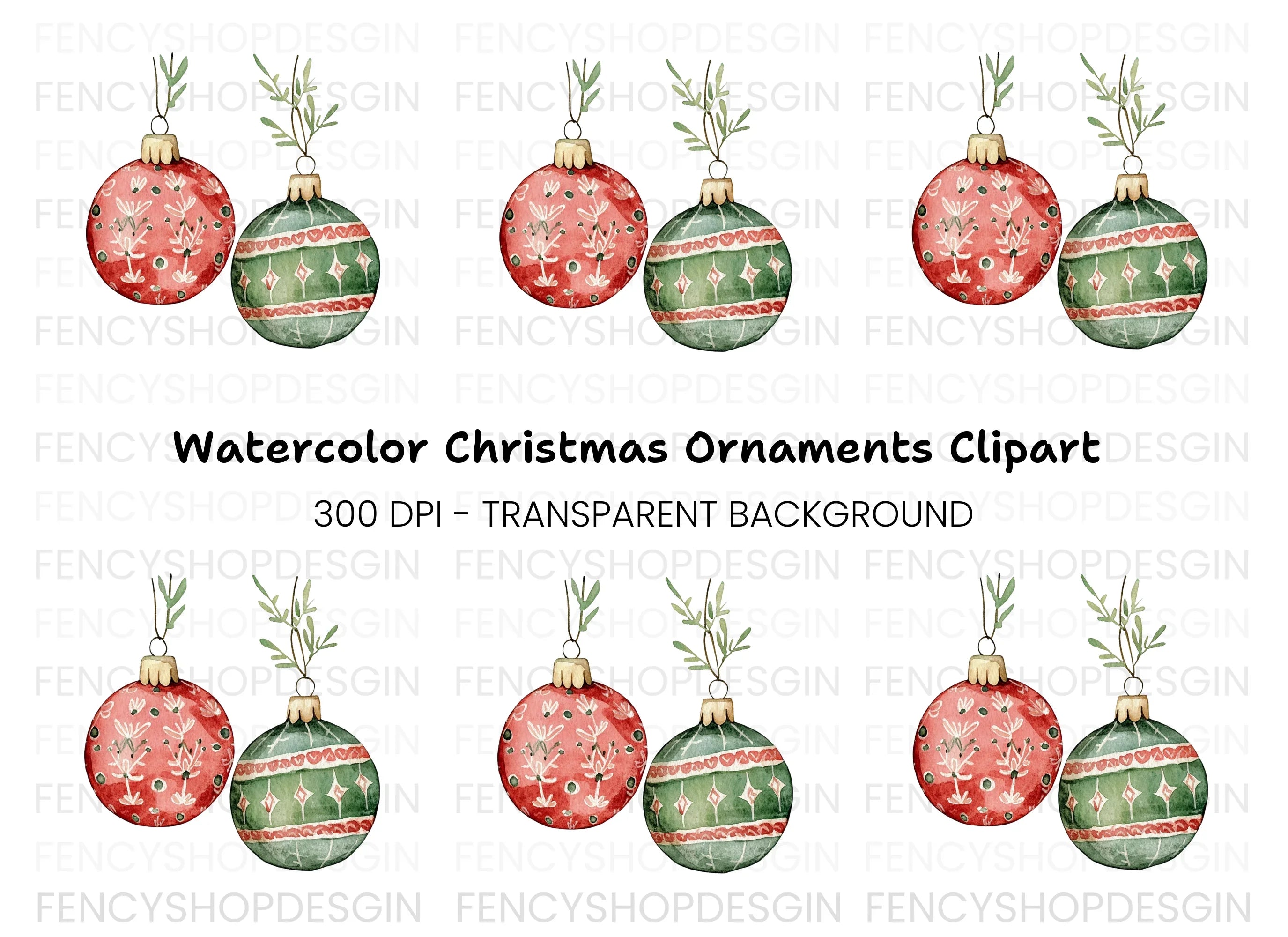 Festive Ornaments Clipart Bundle