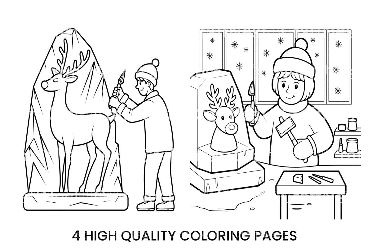 Reindeer Ice Sculpture Coloring Books