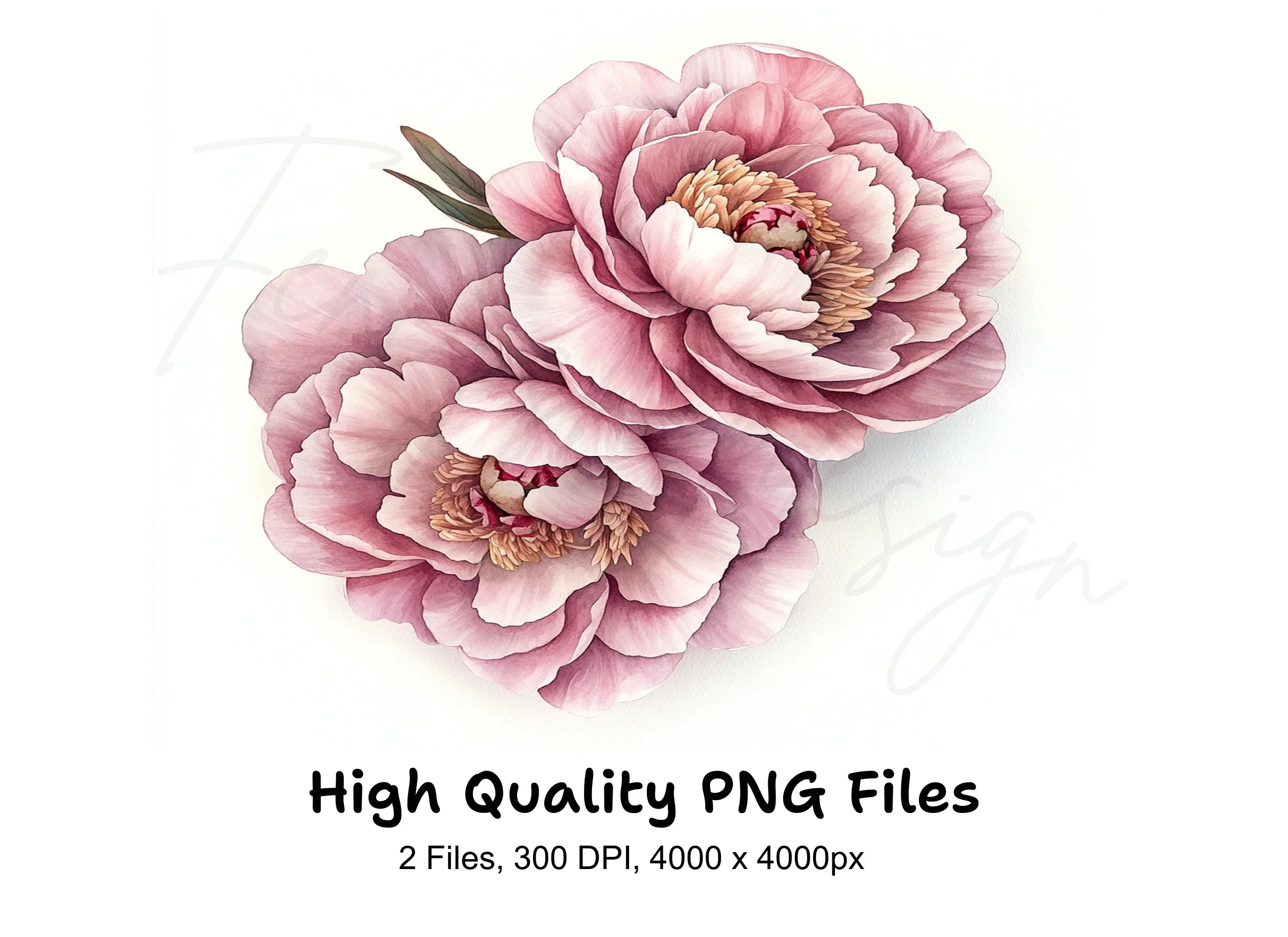 Elegant Pink Peony Clipart Bundle
