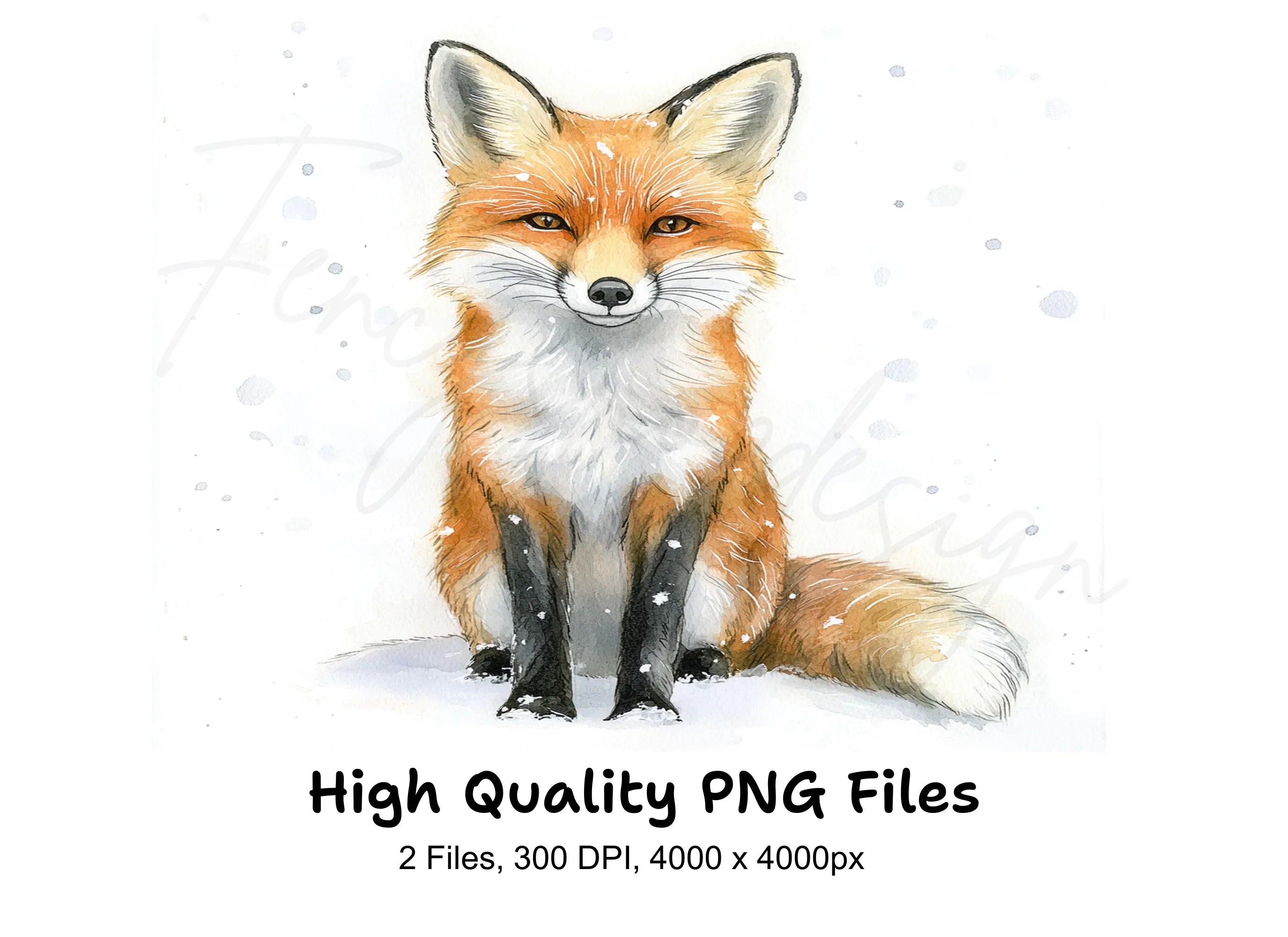 Cute Winter Fox Clipart Bundle