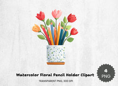 Floral Pencil Holder Clipart Bundle - CraftNest - Digital Crafting and Art